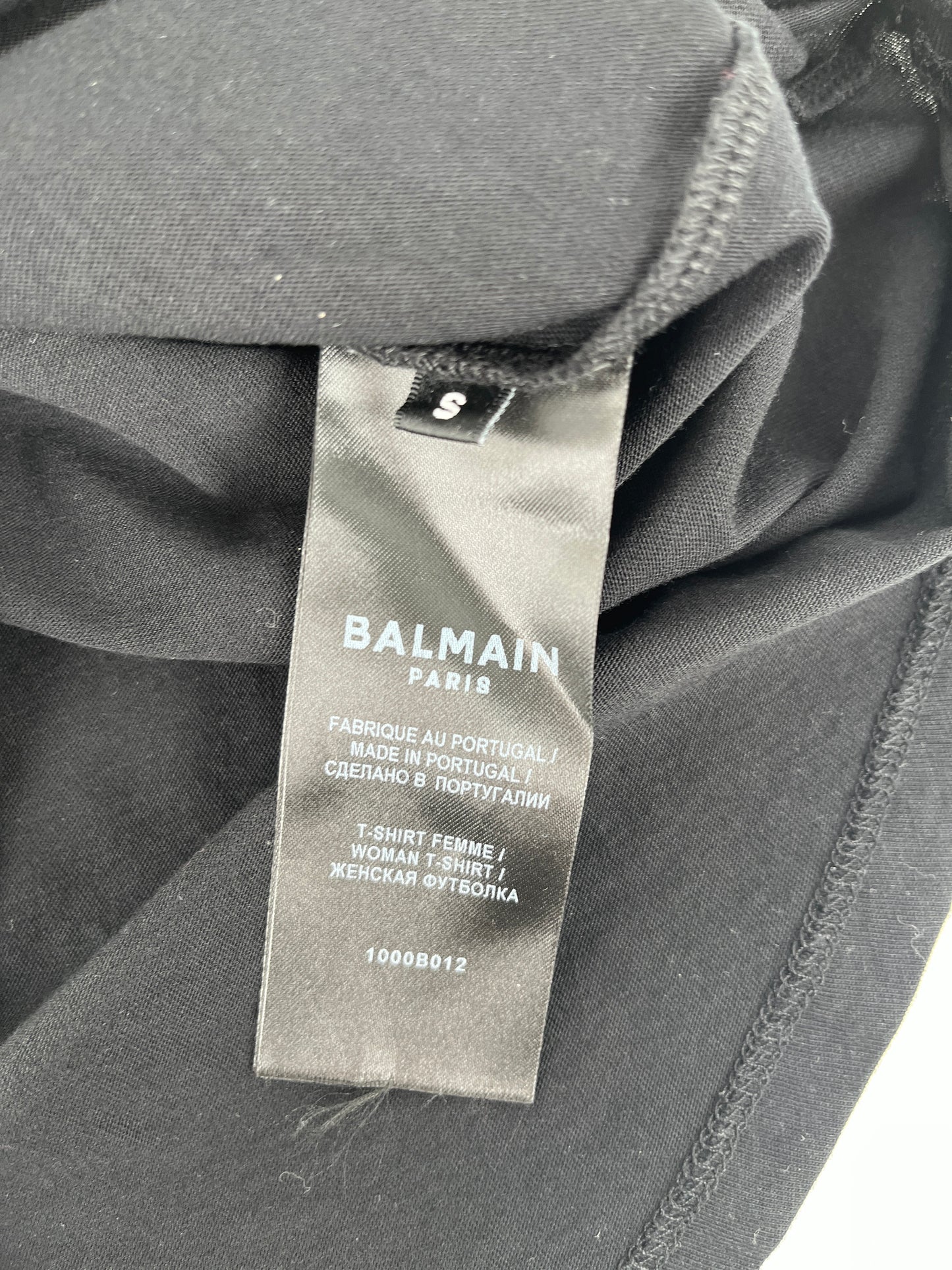 BALMAIN Paris Black Logo Print Gold Button Tank Top S