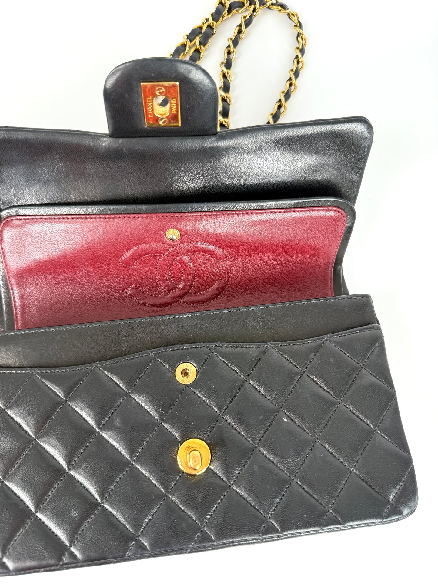 Vintage CHANEL Small Classic Quilted Lambskin Leather Double Flap Bag