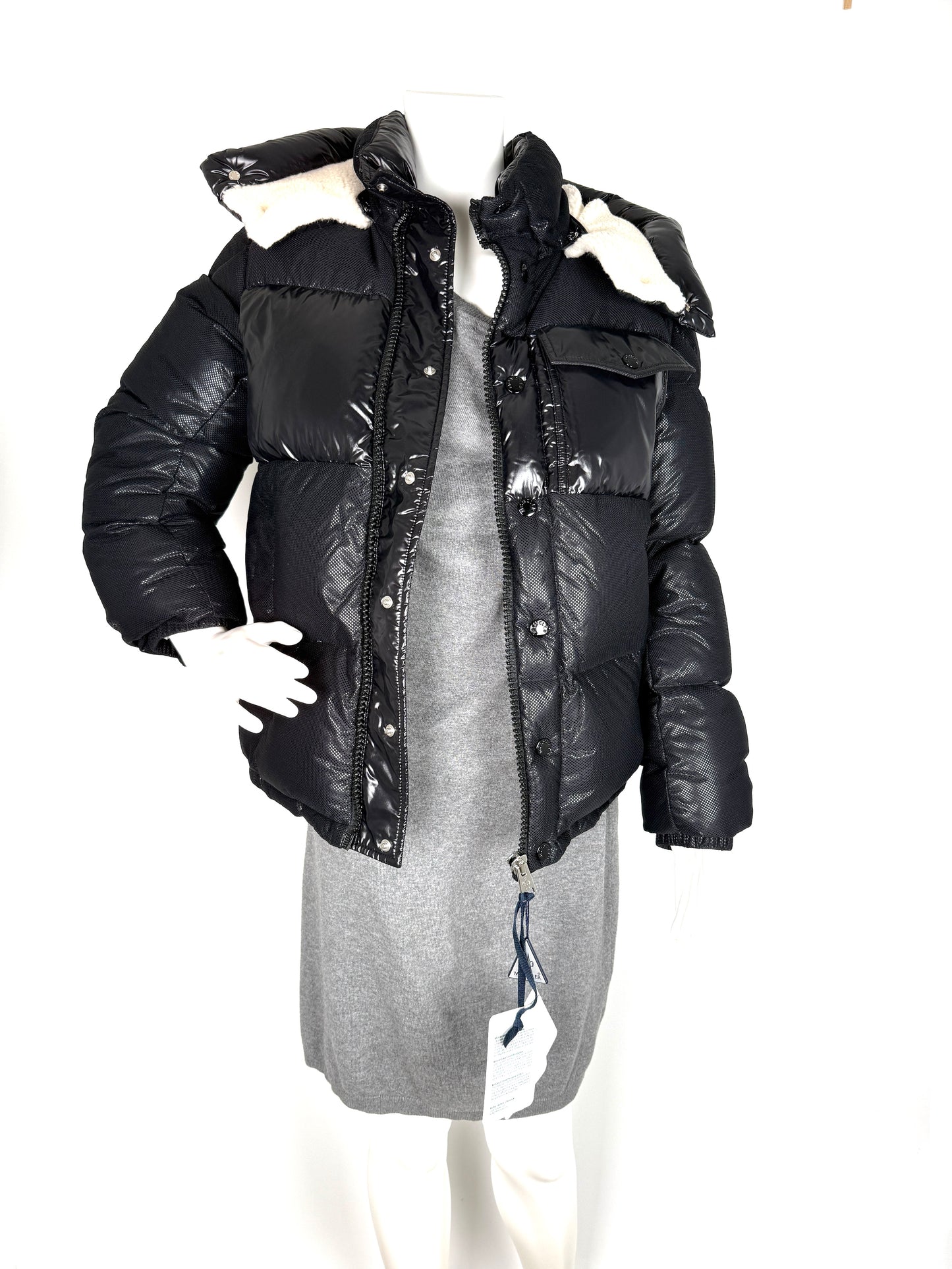 New Moncler Black Down Puffer Demir Giubbotto Hooded Coat