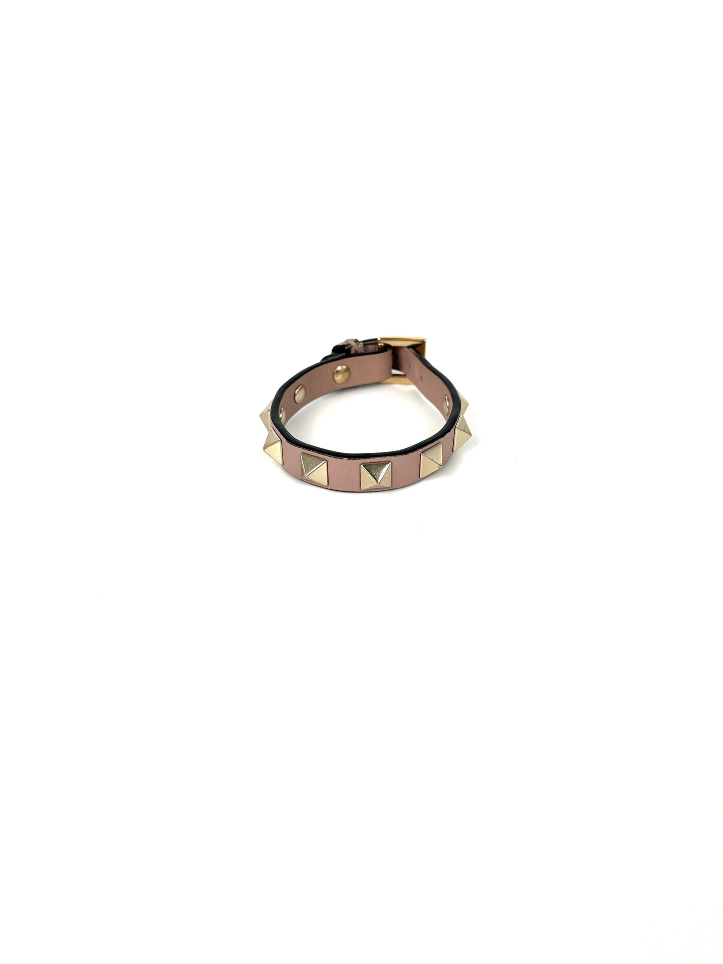 Valentino Poudre Beige Rockstud Leather Bracelet