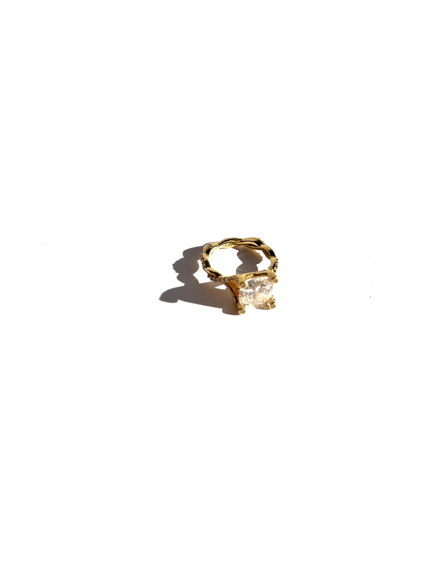 14k Yellow Gold 3.01ct Lab Grown Cushion Cut Diamond Engagement Ring 5.25 with Appraisal