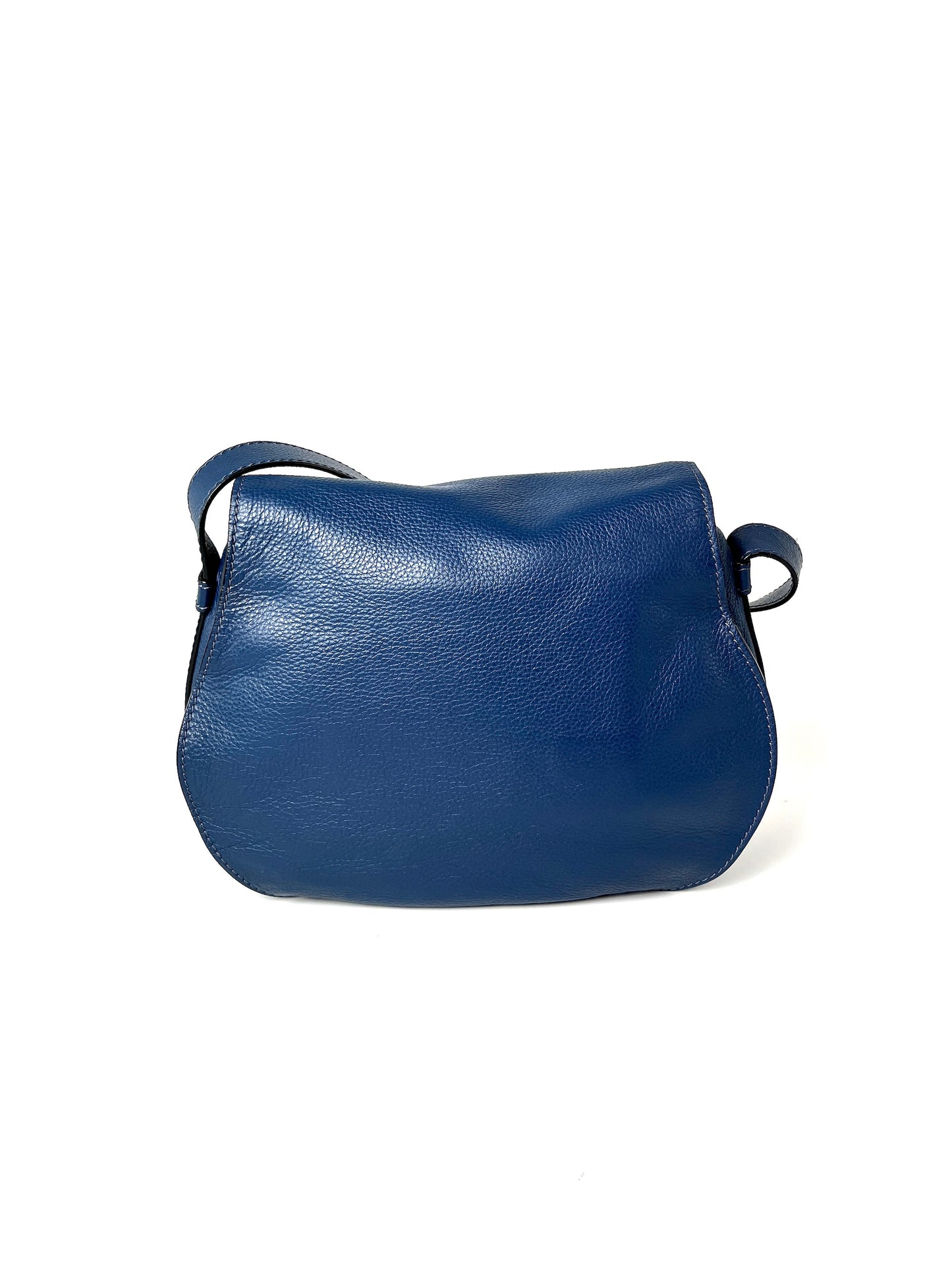 CHLOE Marcie Medium Navy Blue Saddle Crossbody Bag