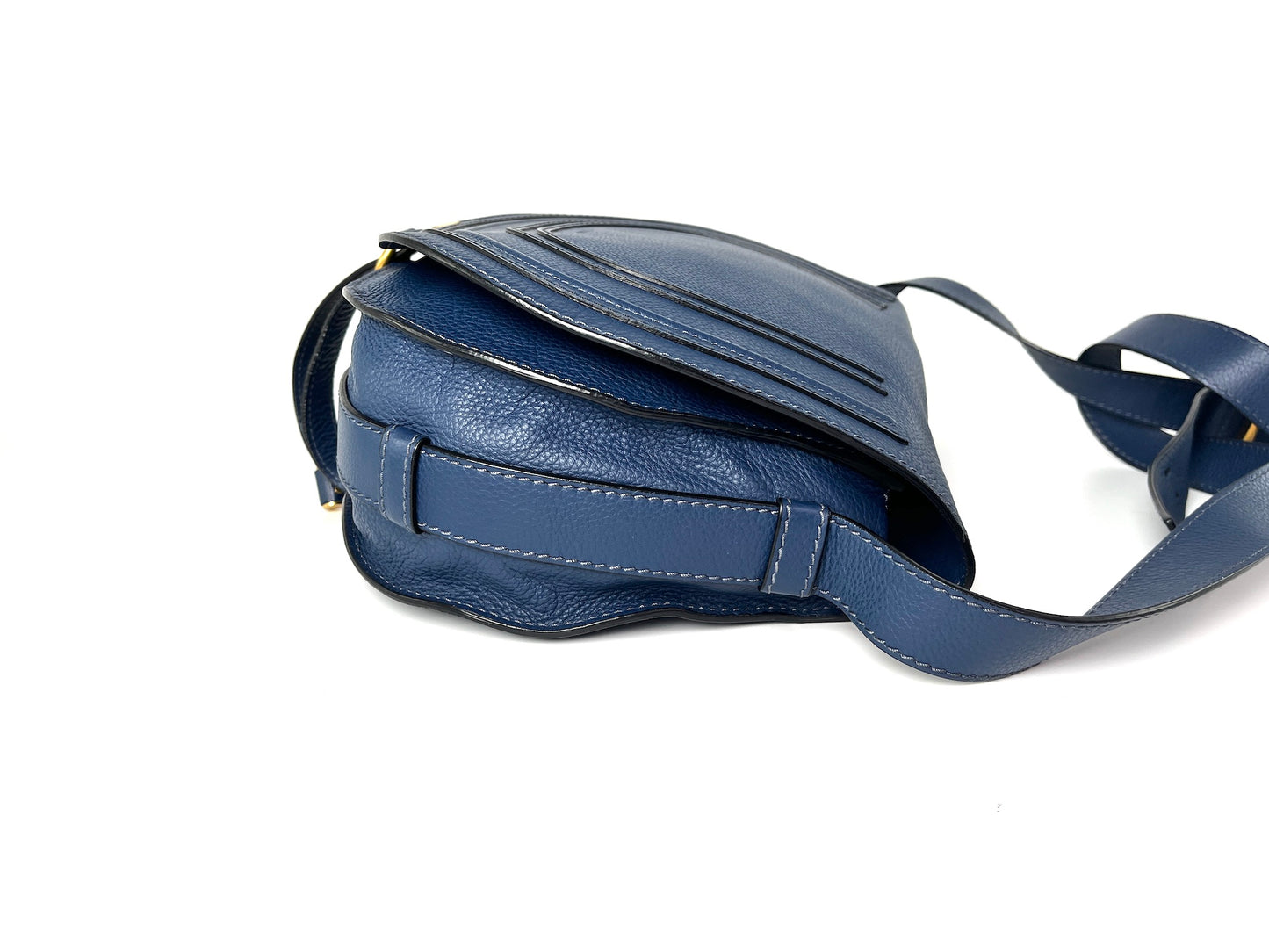 CHLOE Marcie Medium Navy Blue Saddle Crossbody Bag