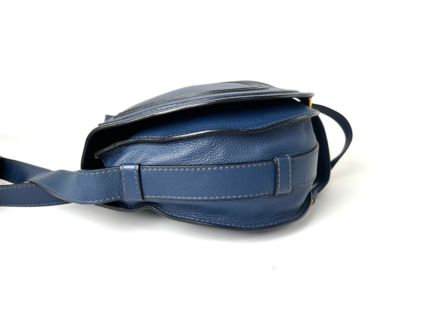 CHLOE Marcie Medium Navy Blue Saddle Crossbody Bag