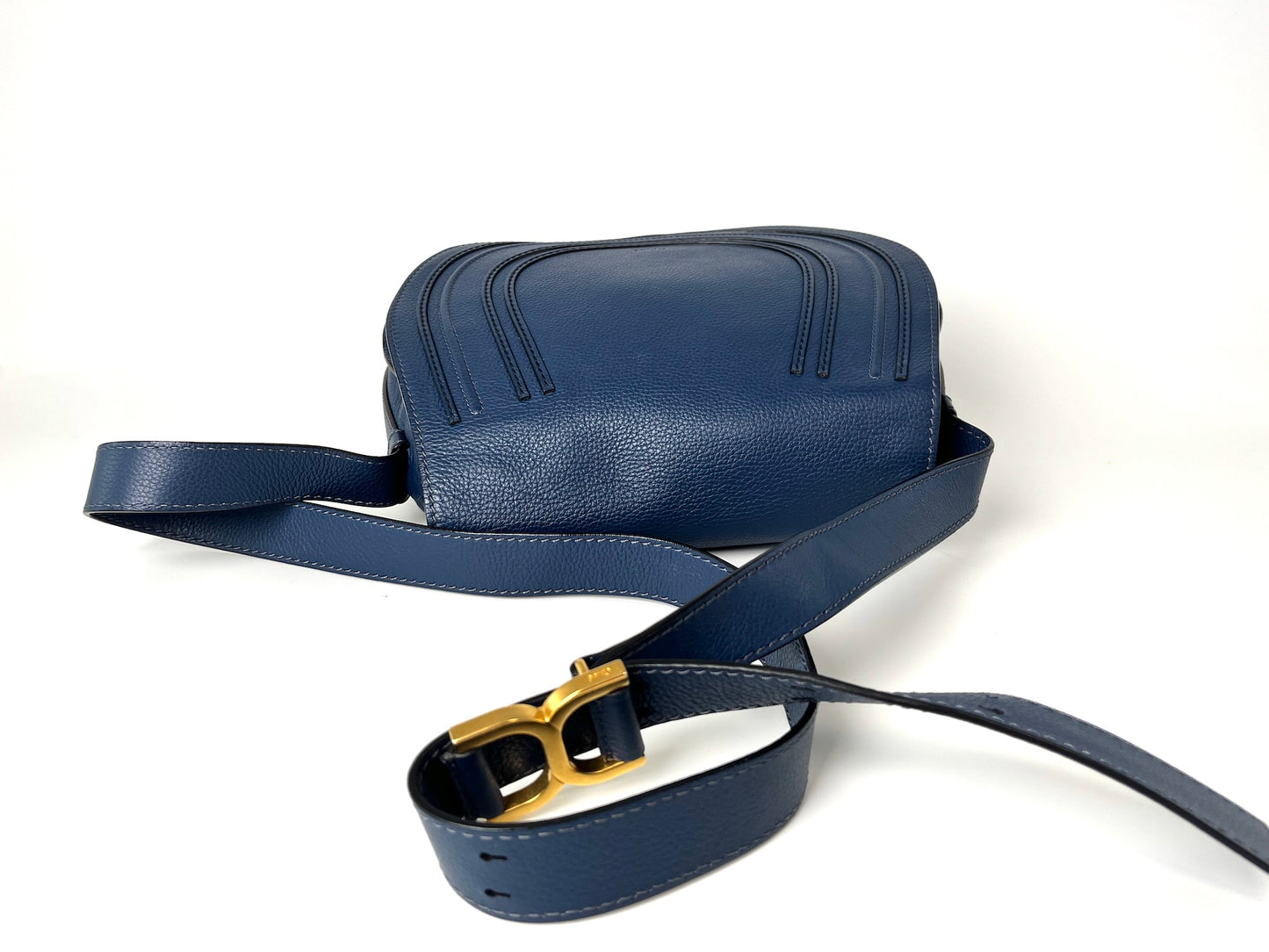 CHLOE Marcie Medium Navy Blue Saddle Crossbody Bag