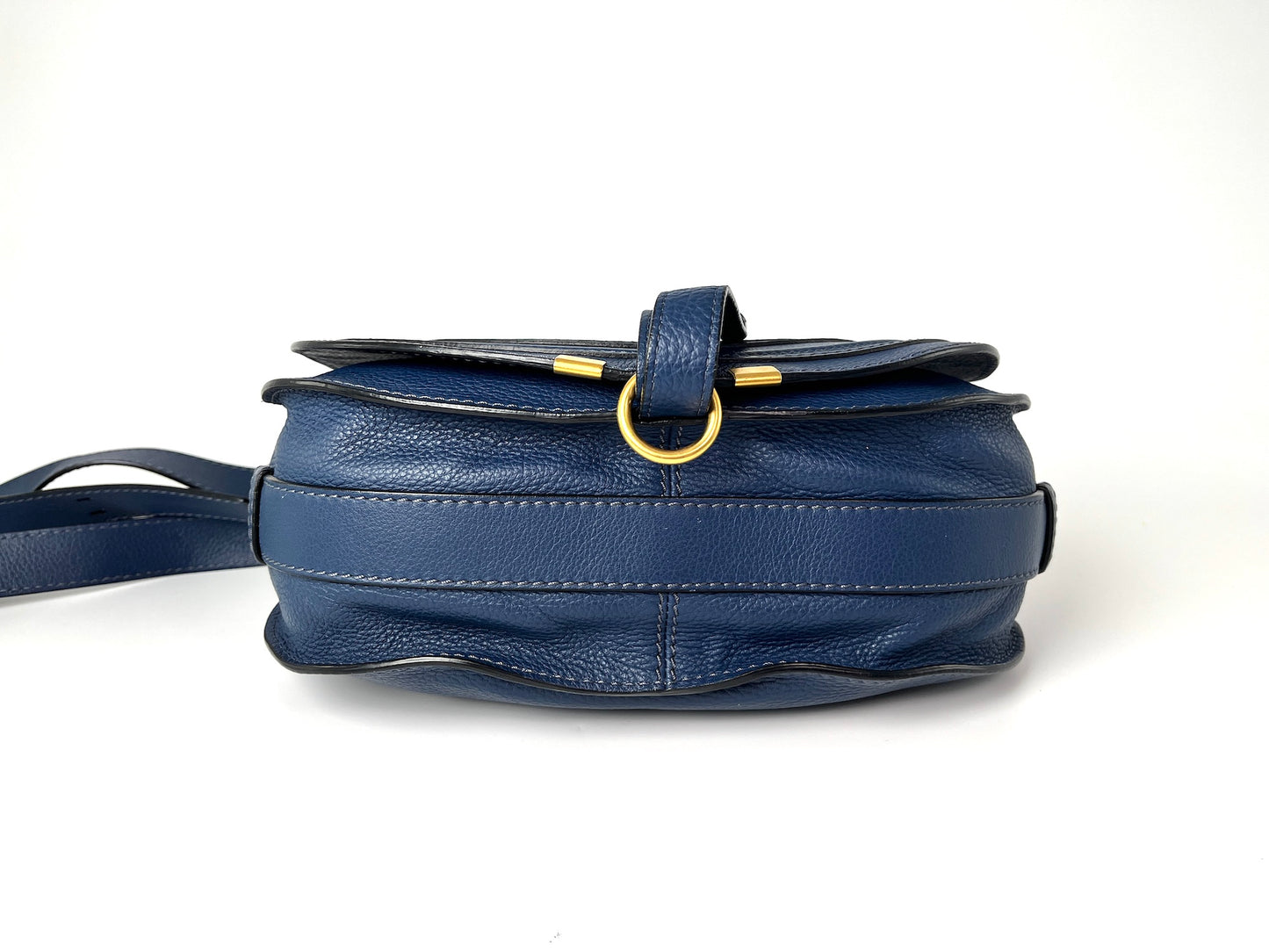 CHLOE Marcie Medium Navy Blue Saddle Crossbody Bag