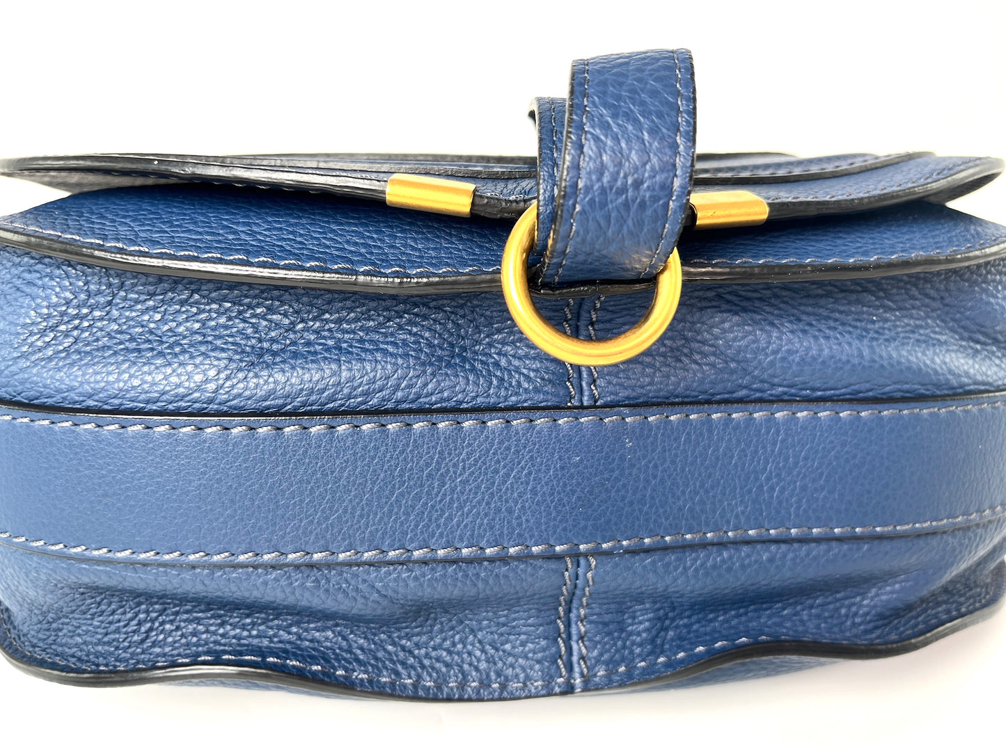 CHLOE Marcie Medium Navy Blue Saddle Crossbody Bag