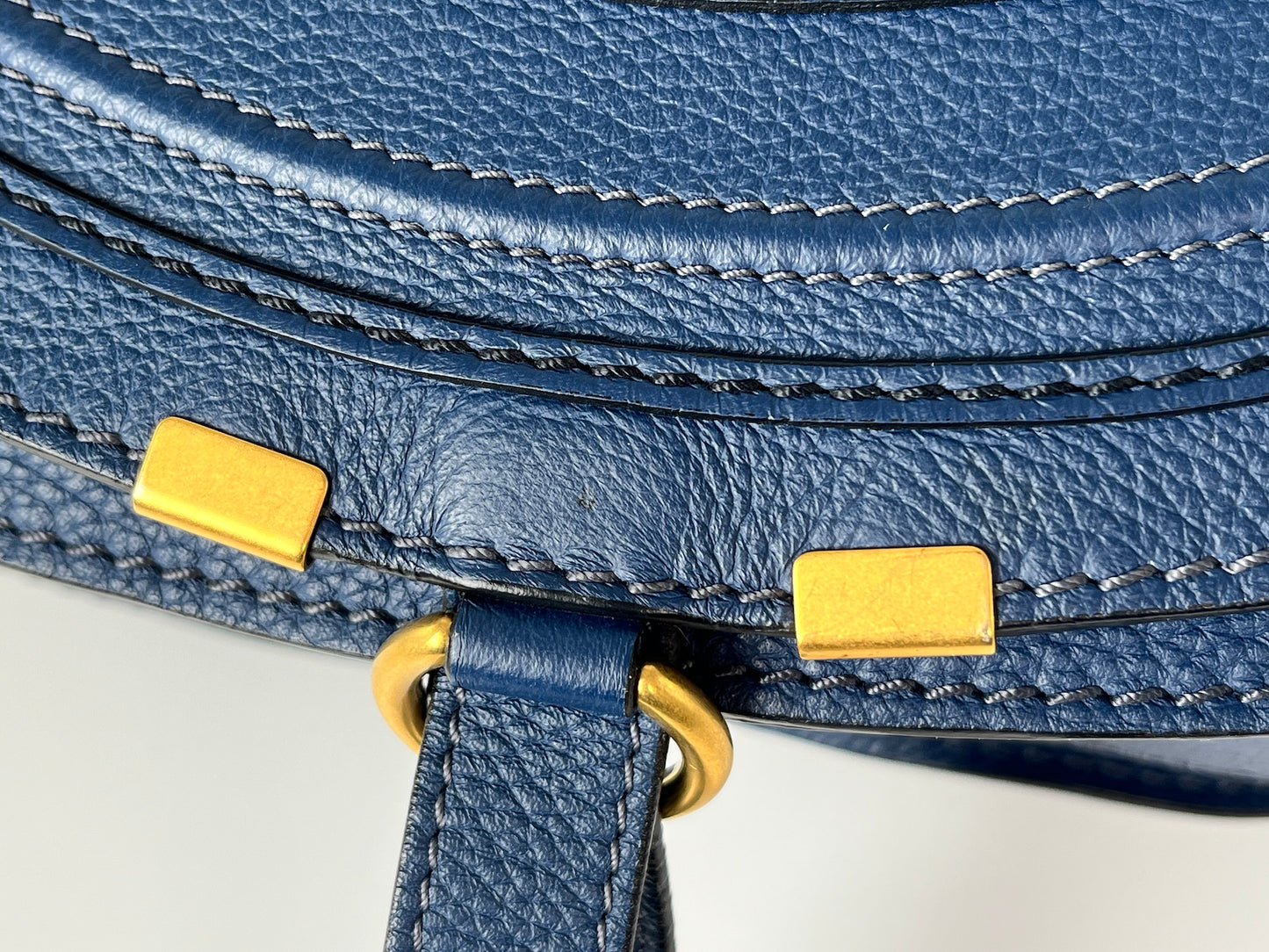 CHLOE Marcie Medium Navy Blue Saddle Crossbody Bag