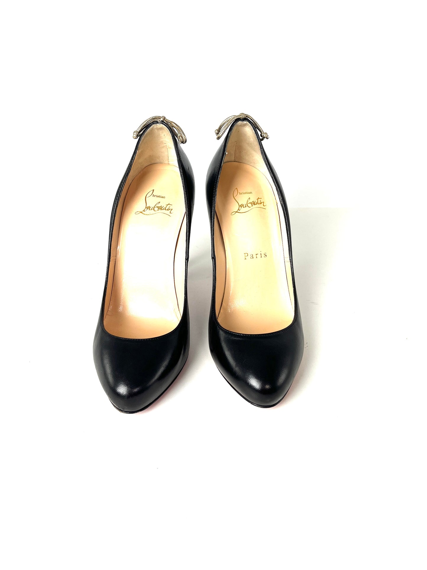 Christian Louboutin Very Gemma 100 Bow Black Pumps Heels 36.5