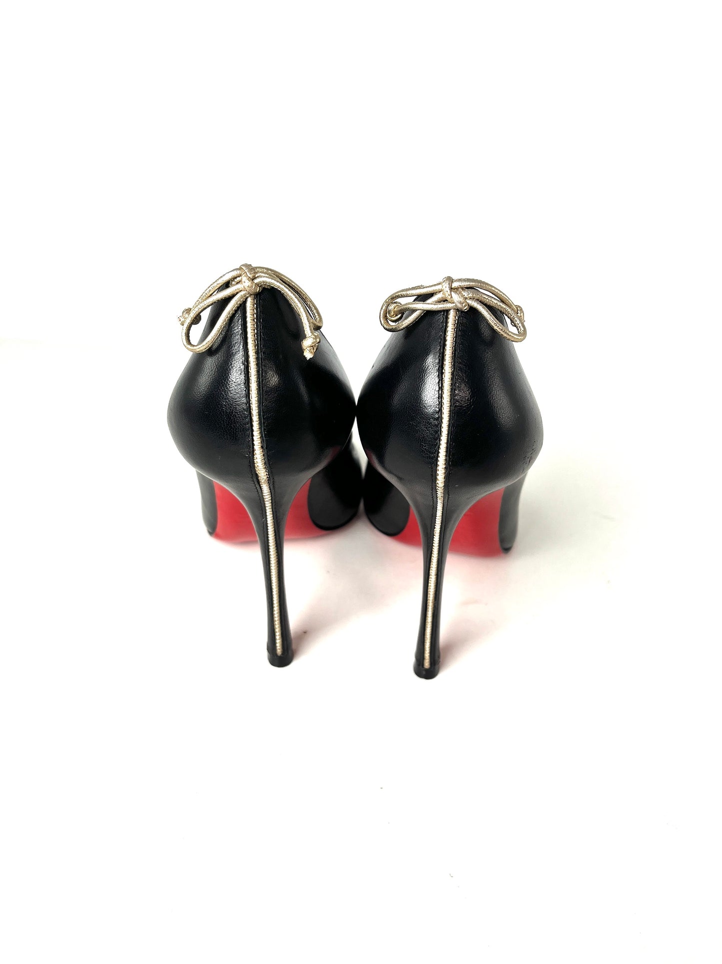 Christian Louboutin Very Gemma 100 Bow Black Pumps Heels 36.5