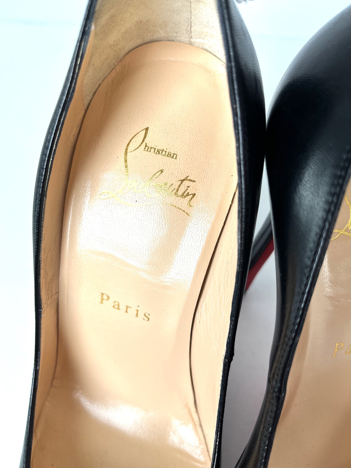 Christian Louboutin Very Gemma 100 Bow Black Pumps Heels 36.5