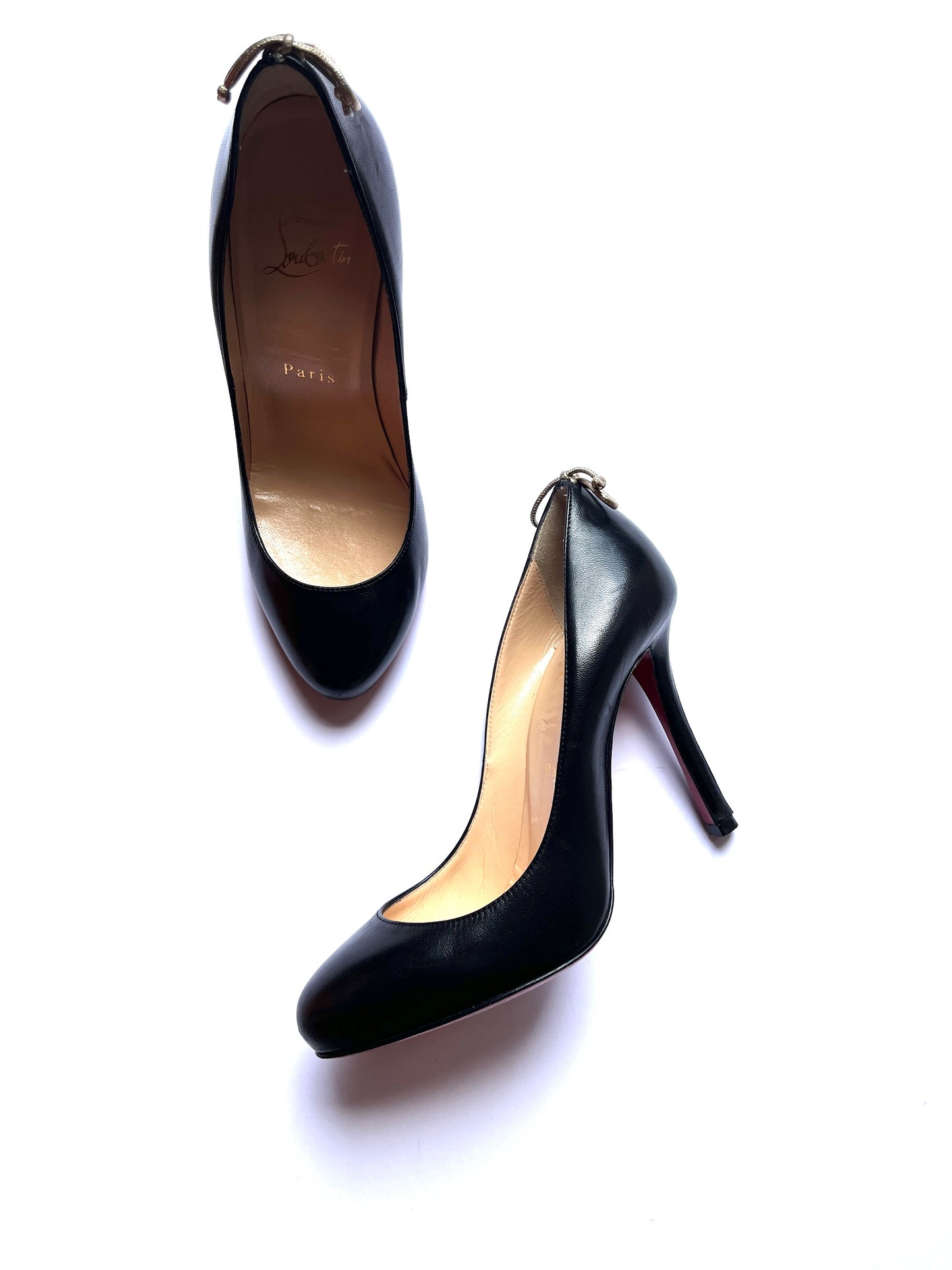 Christian Louboutin Very Gemma 100 Bow Black Pumps Heels 36.5