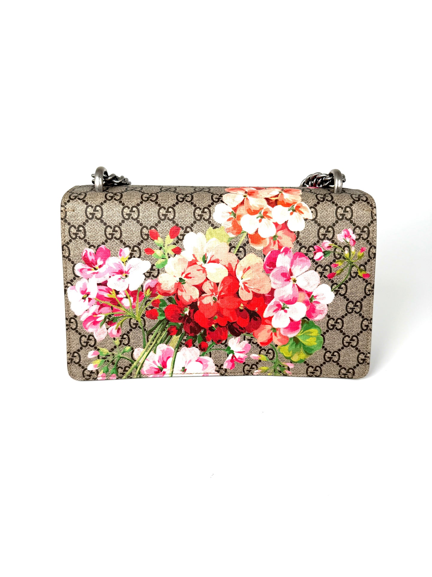 GUCCI GG Supreme Dionysus Monogram Blooms Small Shoulder Bag Beige Pink