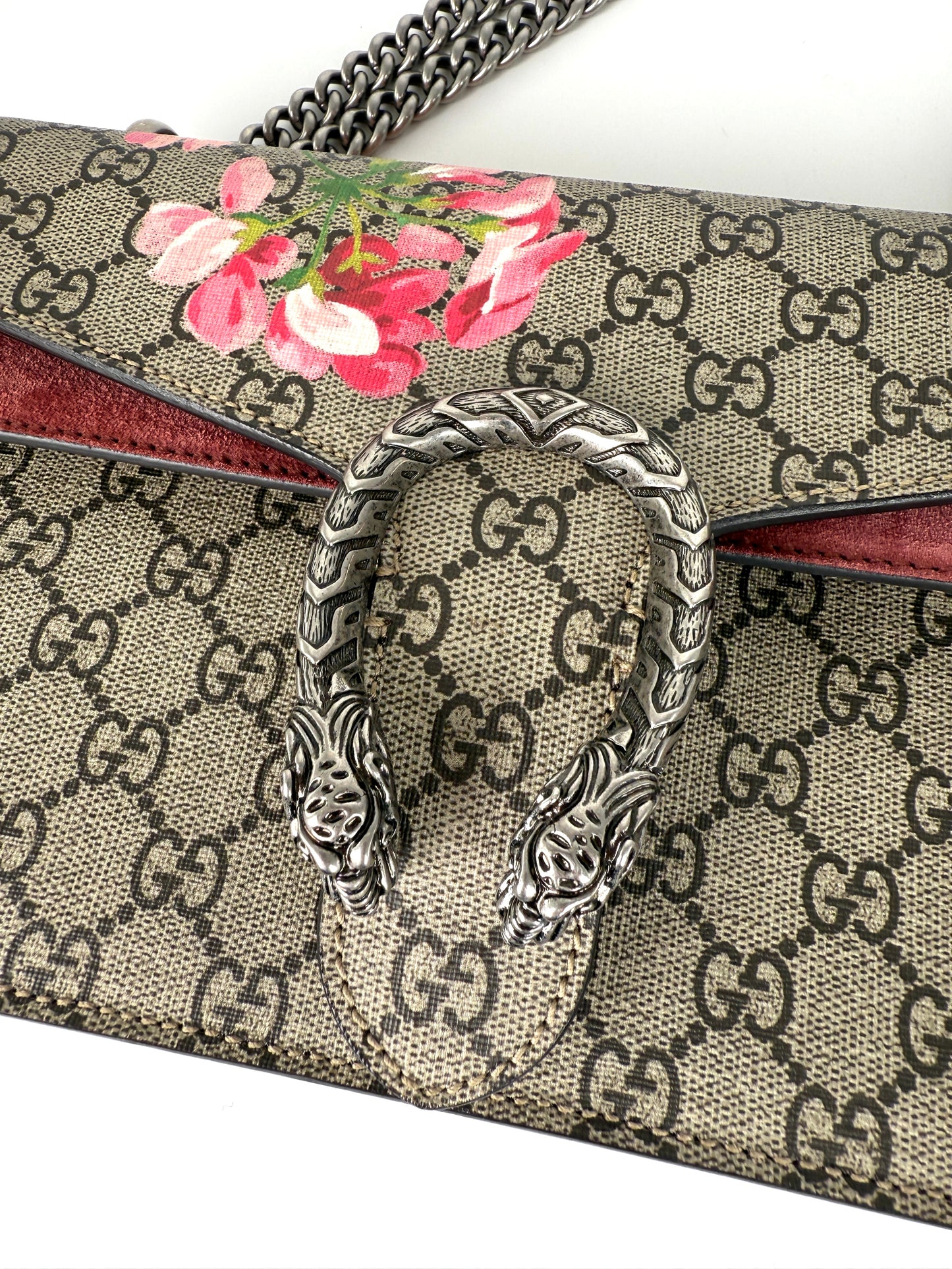 GUCCI GG Supreme Dionysus Monogram Blooms Small Shoulder Bag Beige Pink