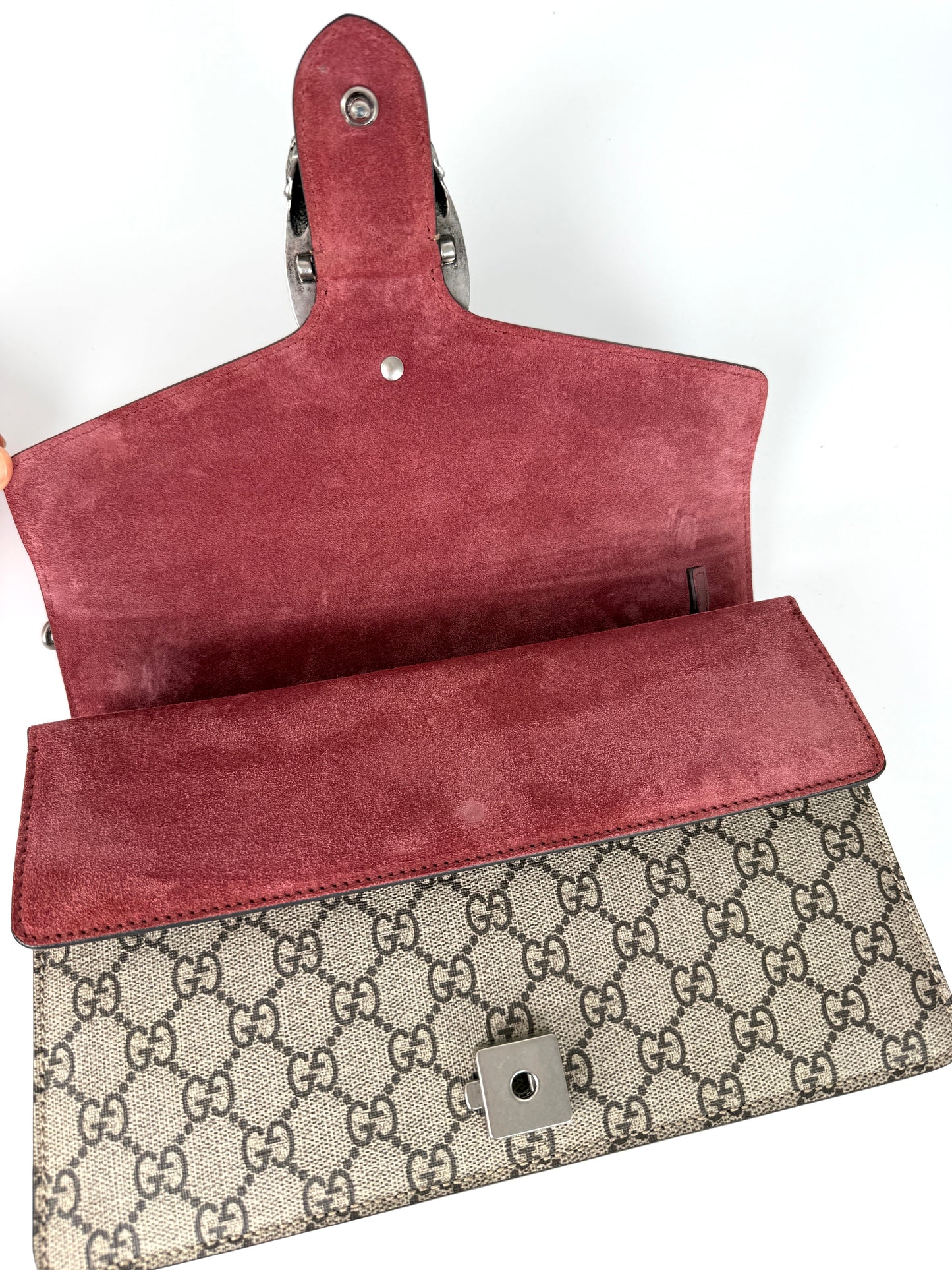 GUCCI GG Supreme Dionysus Monogram Blooms Small Shoulder Bag Beige Pink