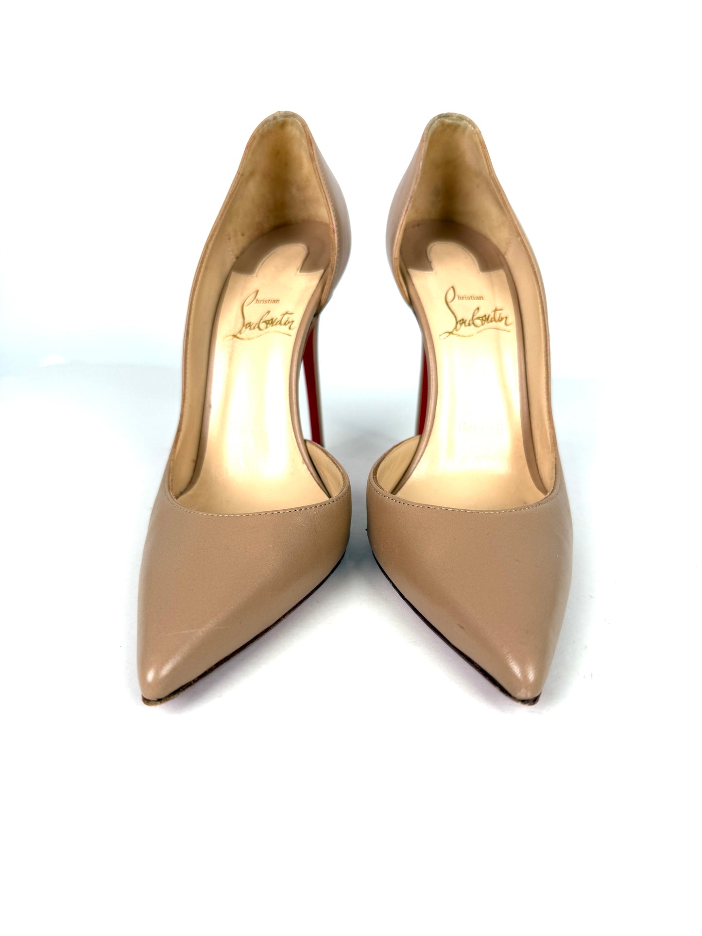 Christian Louboutin Neutral Iriza Nappa D’Orsay Leather Pumps Heels 36 5.5