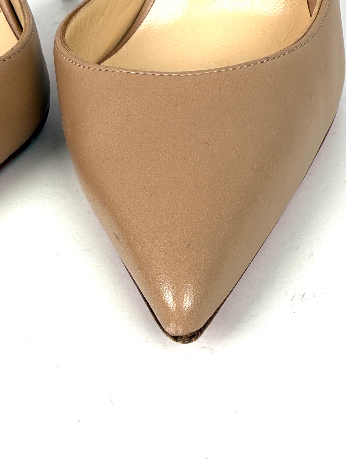 Christian Louboutin Neutral Iriza Nappa D’Orsay Leather Pumps Heels 36 5.5