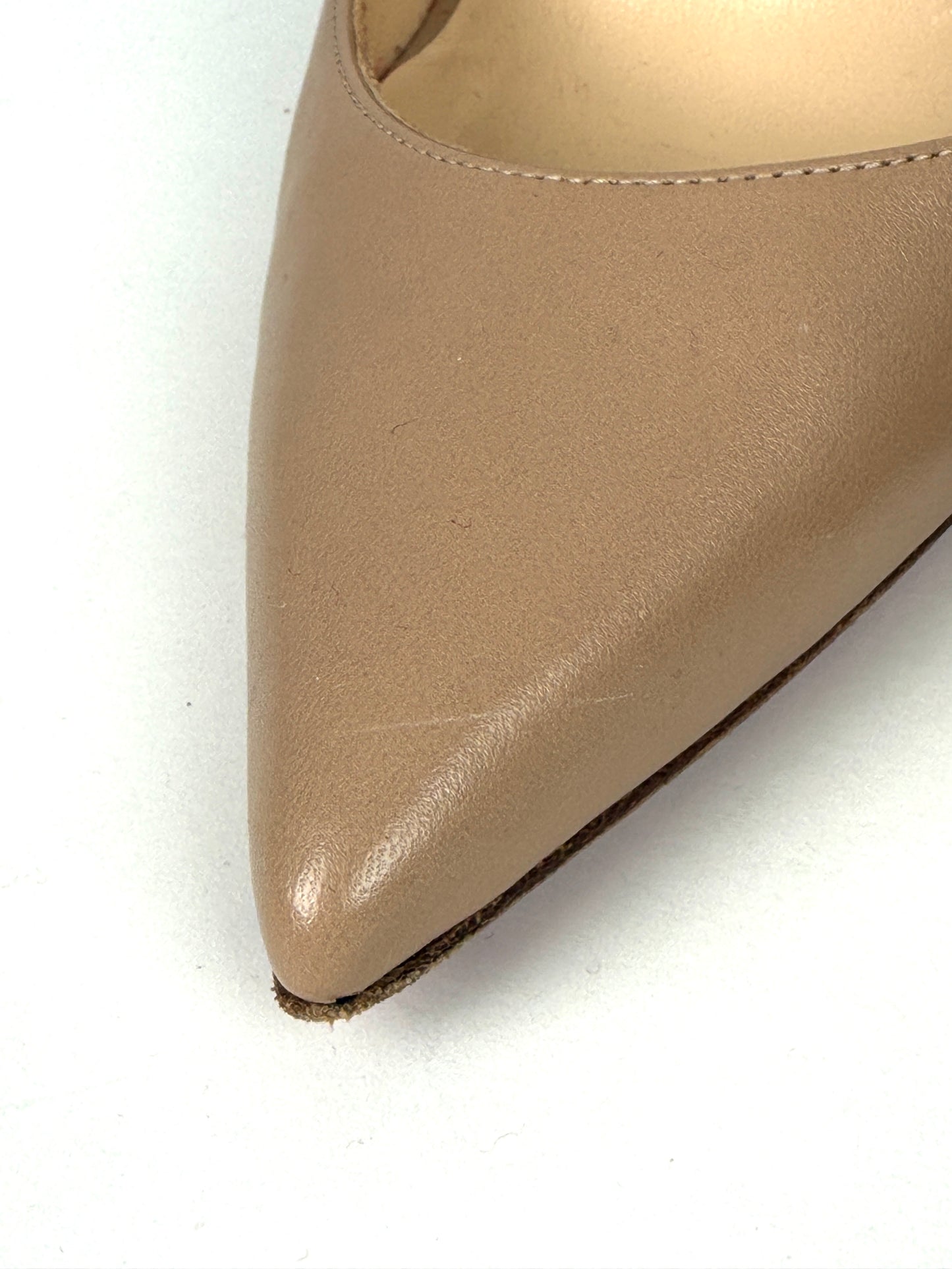 Christian Louboutin Neutral Iriza Nappa D’Orsay Leather Pumps Heels 36 5.5