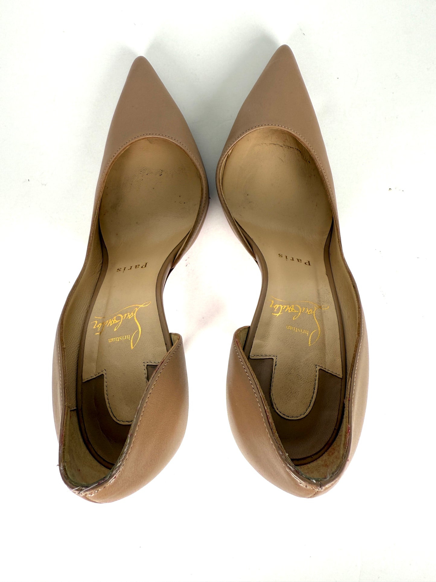 Christian Louboutin Neutral Iriza Nappa D’Orsay Leather Pumps Heels 36 5.5