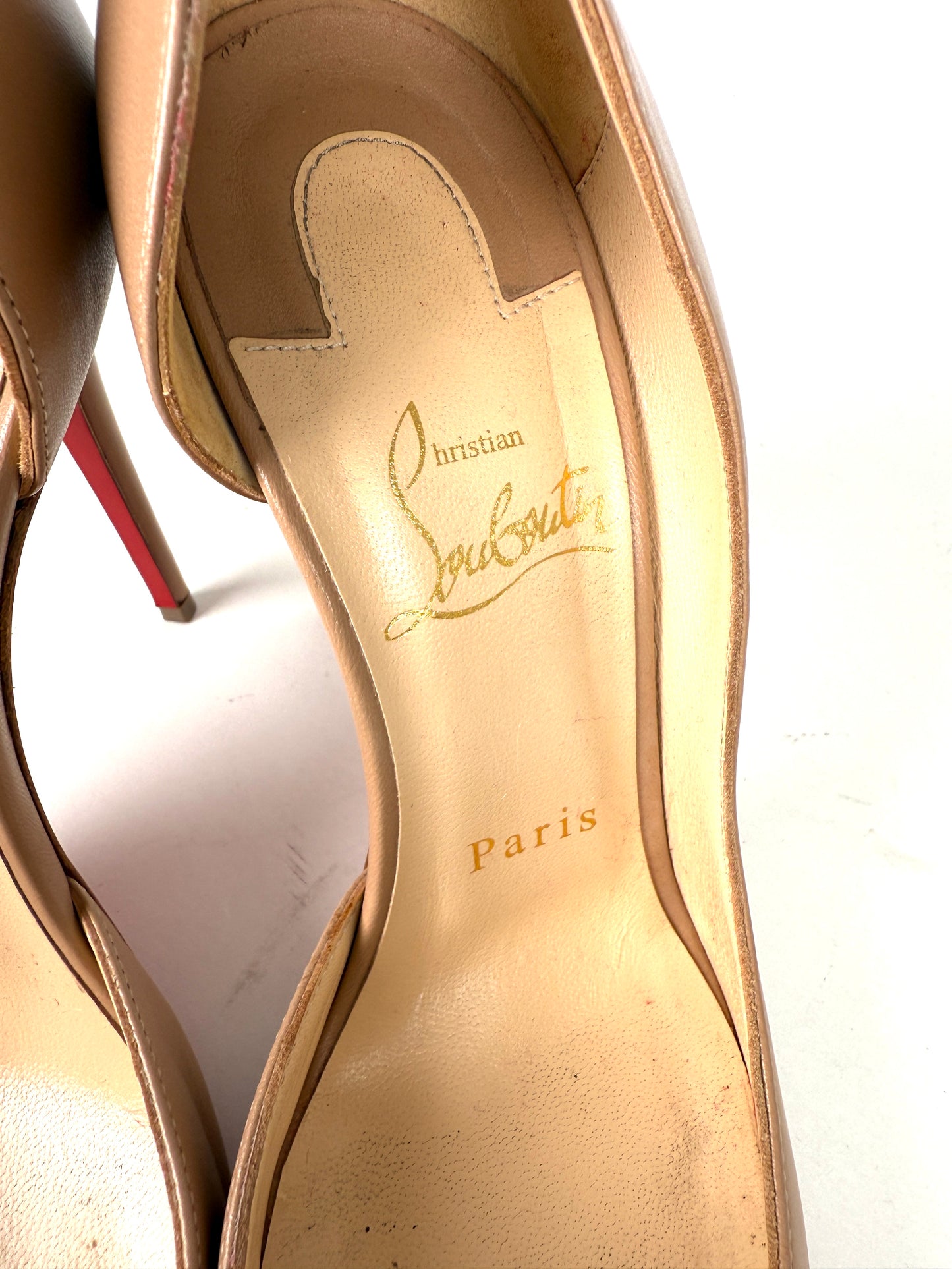 Christian Louboutin Neutral Iriza Nappa D’Orsay Leather Pumps Heels 36 5.5