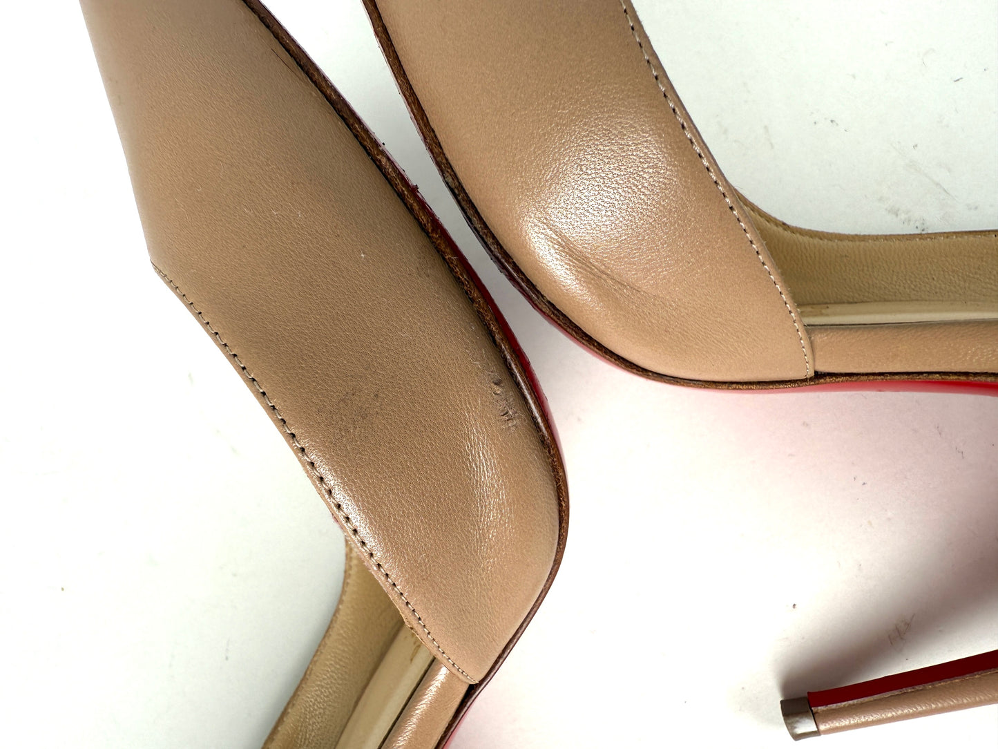 Christian Louboutin Neutral Iriza Nappa D’Orsay Leather Pumps Heels 36 5.5
