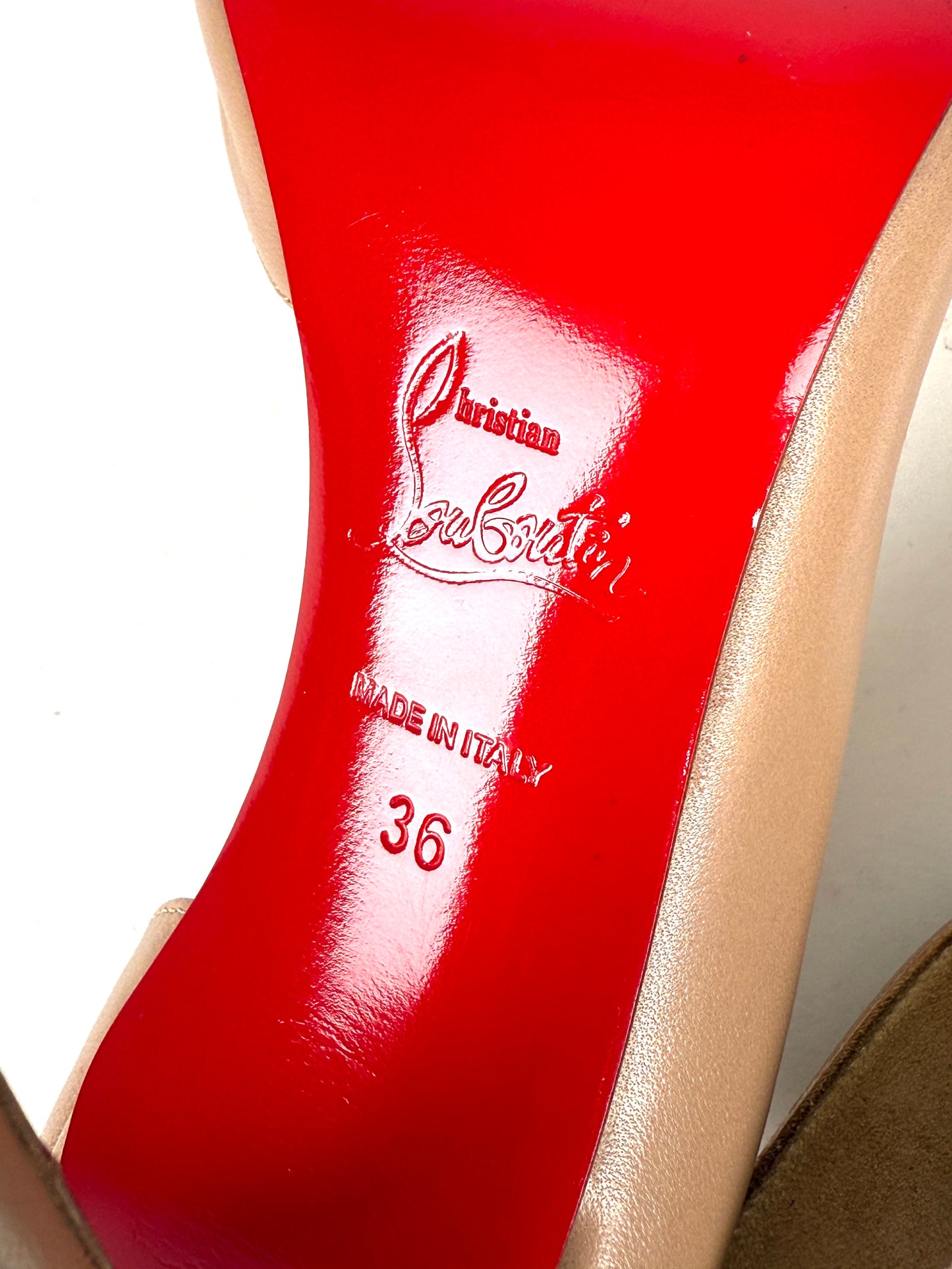 Christian Louboutin Neutral Iriza Nappa D’Orsay Leather Pumps Heels 36 5.5