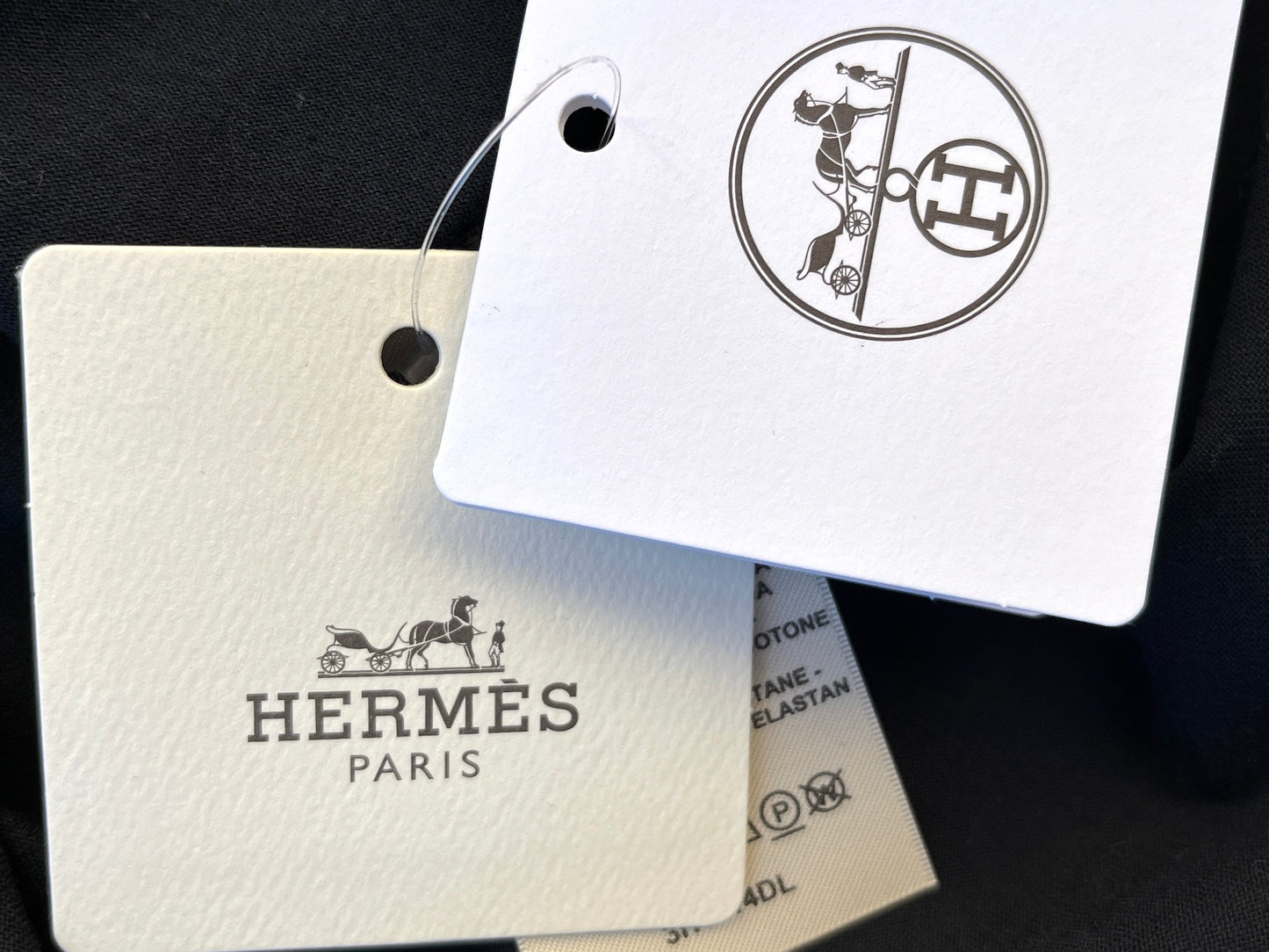 New Hermes Embroidered Pocket Black Cotton T shirt 38 6