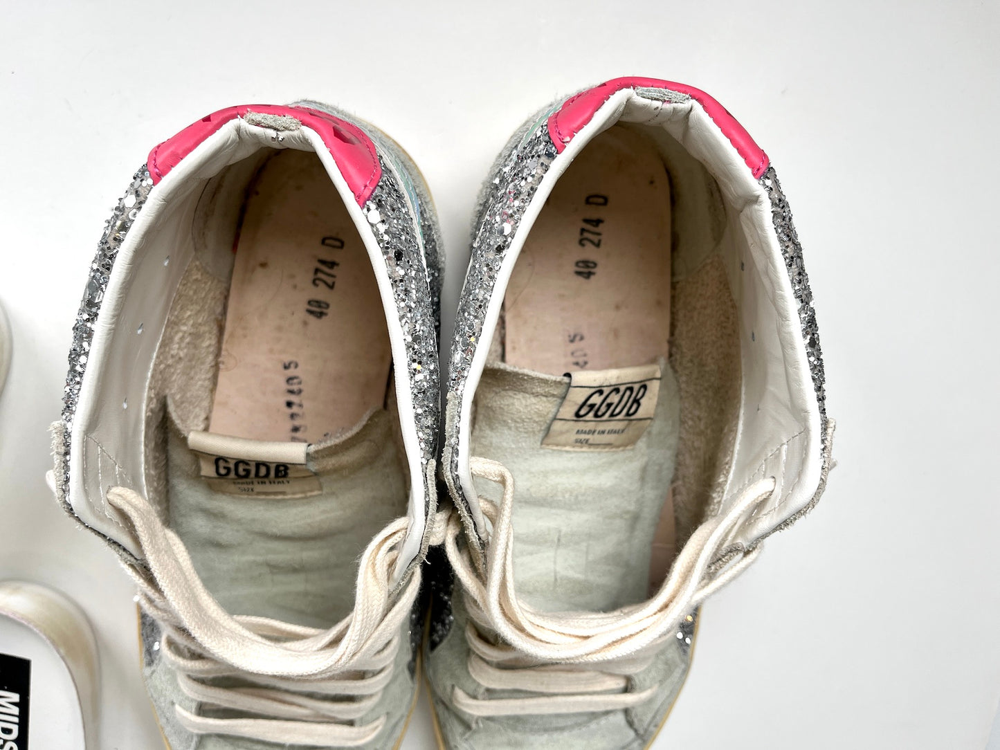 Golden Goose Midstar Gray Classic Glitter Leather Sneakers 40