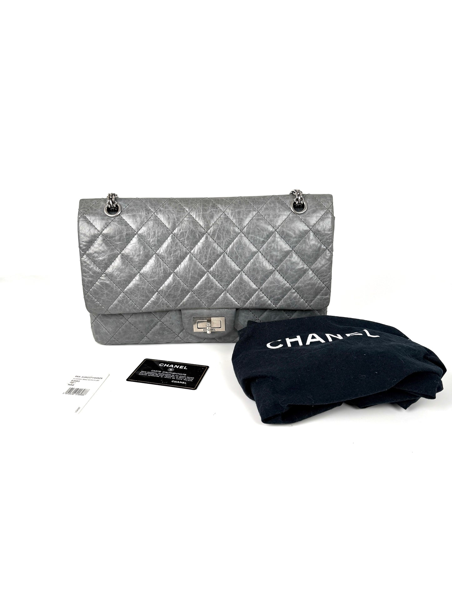 CHANEL Gray 227 2005 Reissue 2.55 Leather Shoulder Crossbody Bag