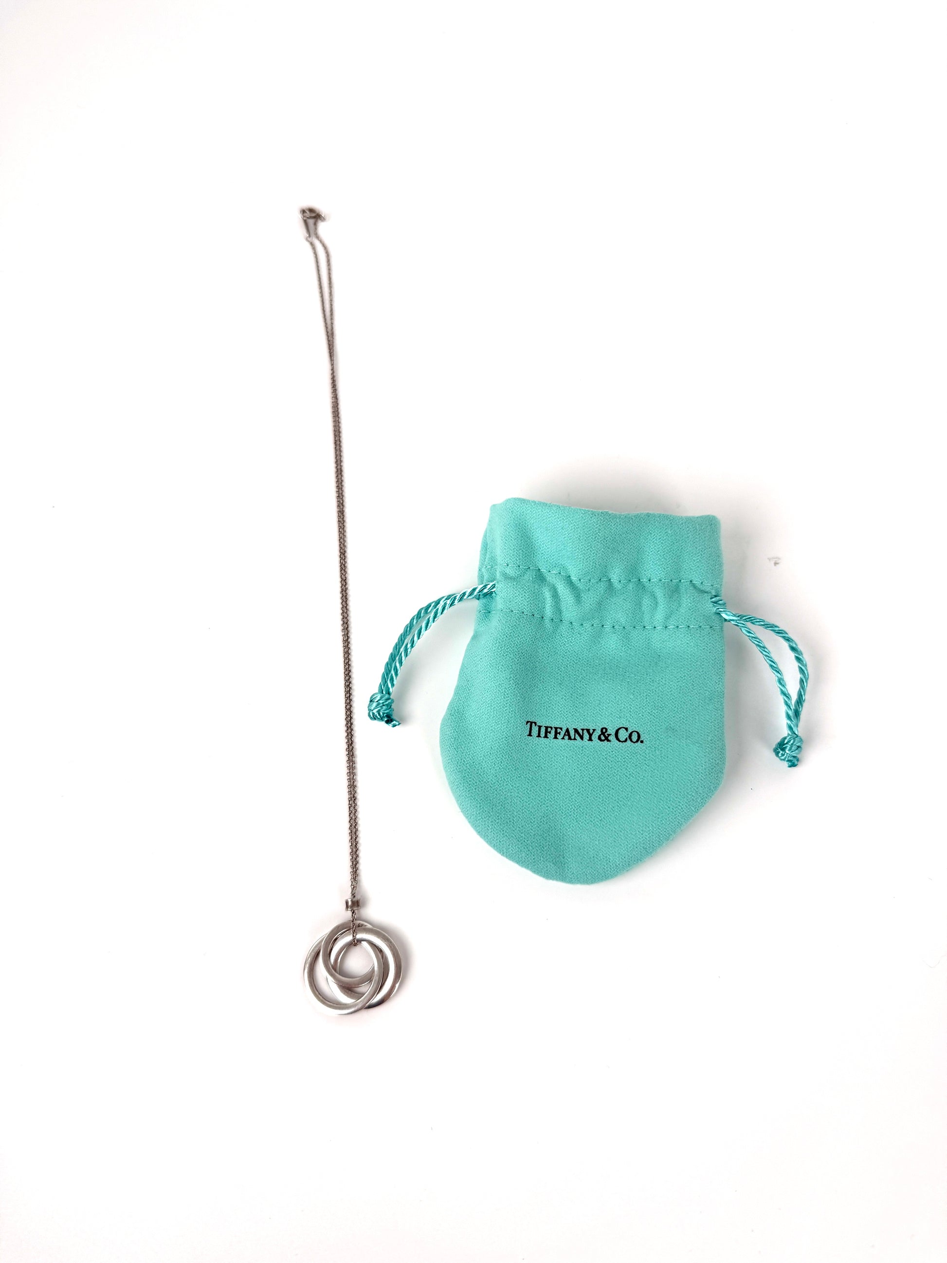 Tiffany & Co Triple Interlocking 1837 Circles Sterling Silver Pendant Necklace