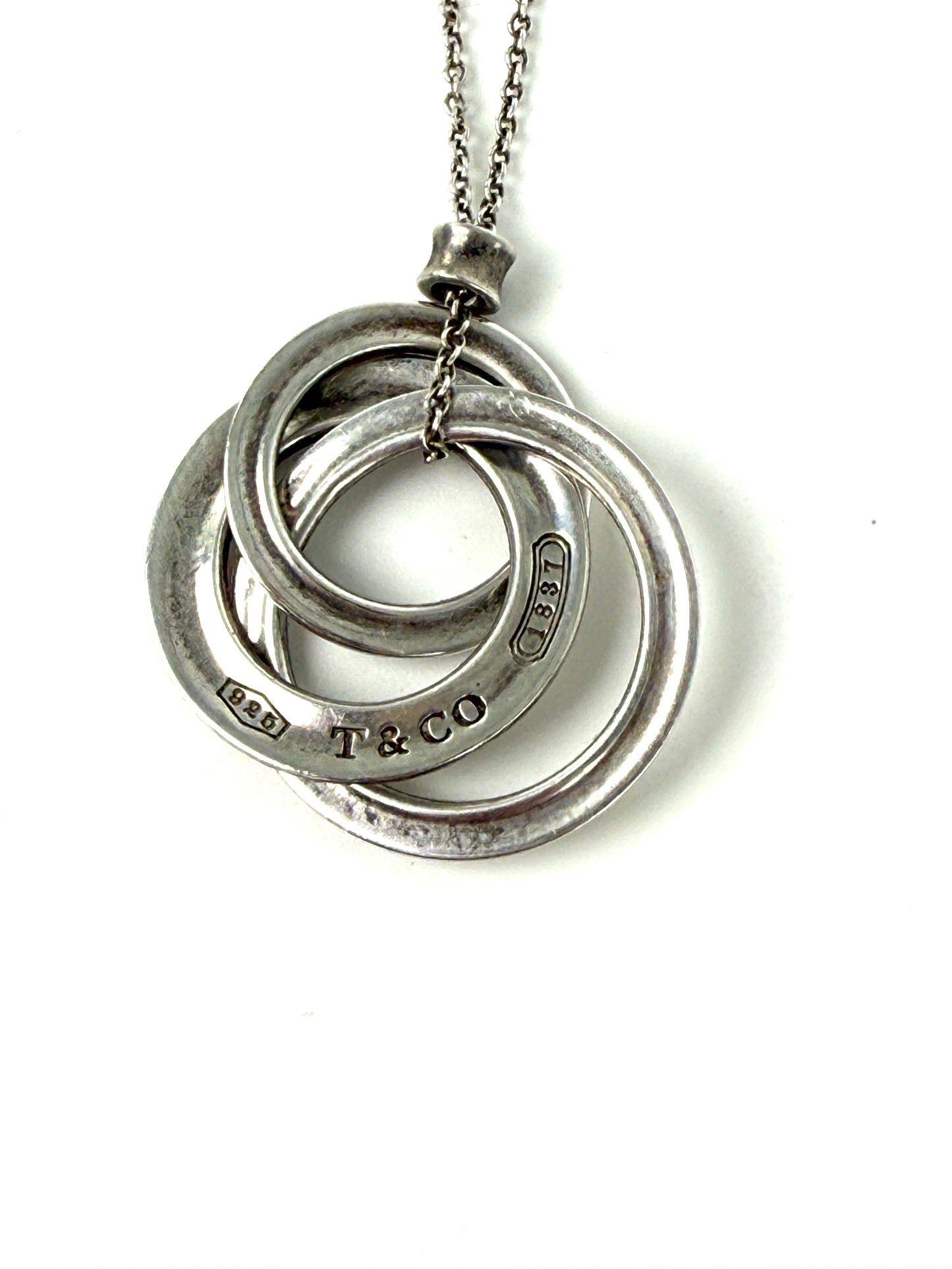 Tiffany & Co Triple Interlocking 1837 Circles Sterling Silver Pendant Necklace
