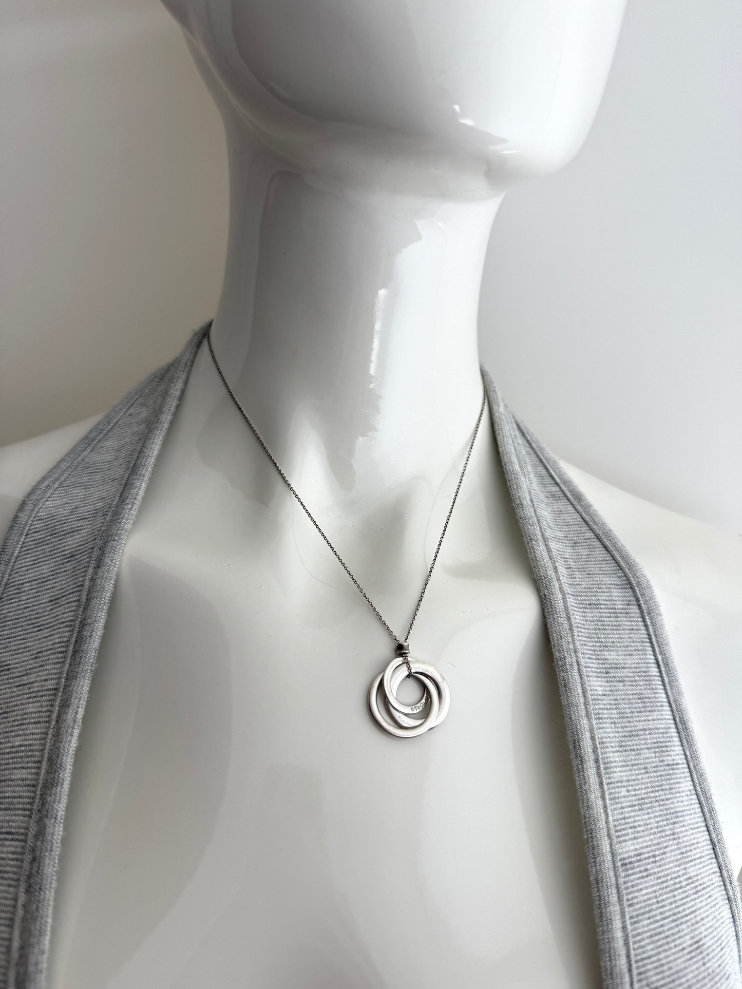 Tiffany & Co Triple Interlocking 1837 Circles Sterling Silver Pendant Necklace