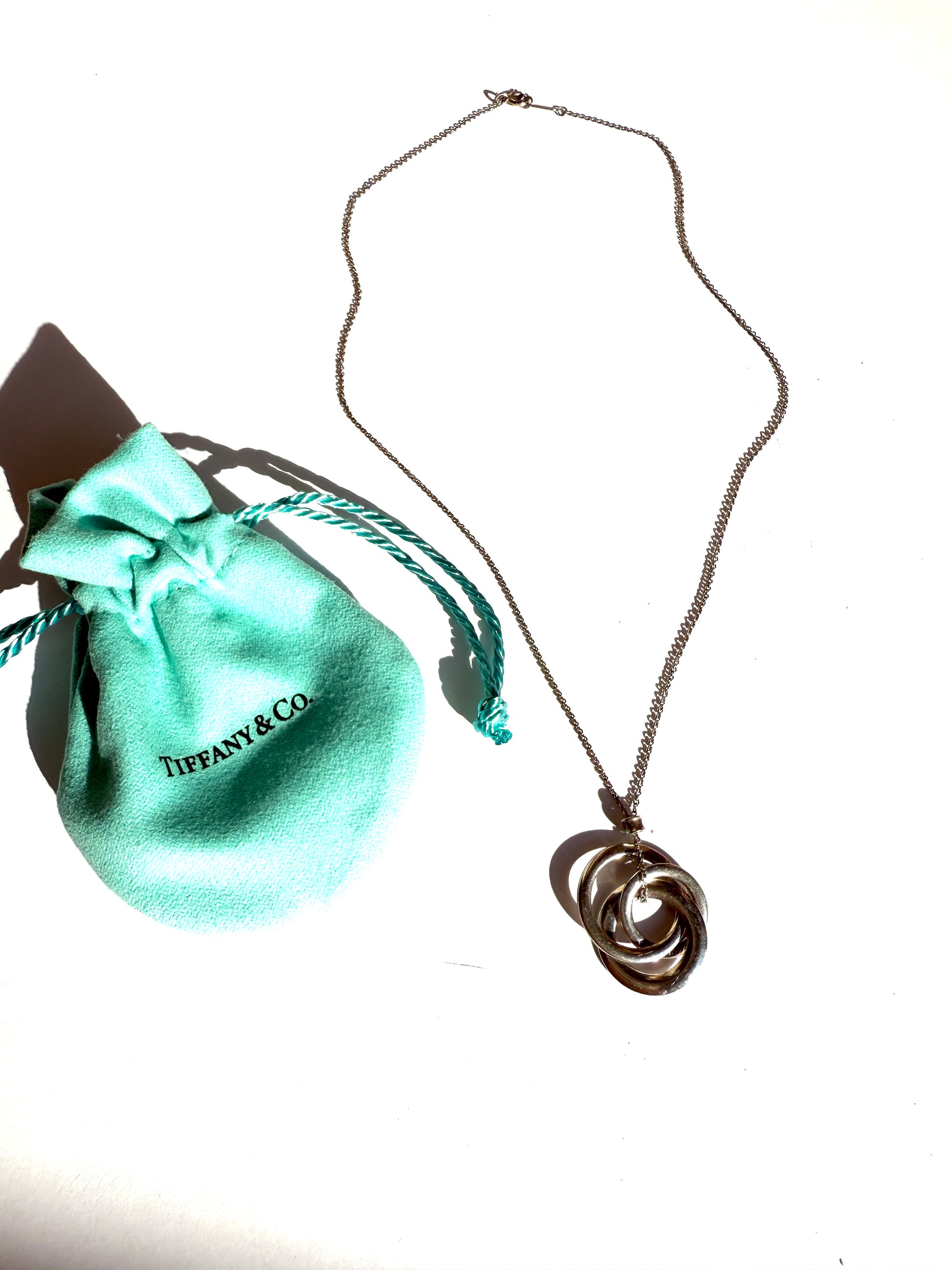 Tiffany & Co Triple Interlocking 1837 Circles Sterling Silver Pendant Necklace