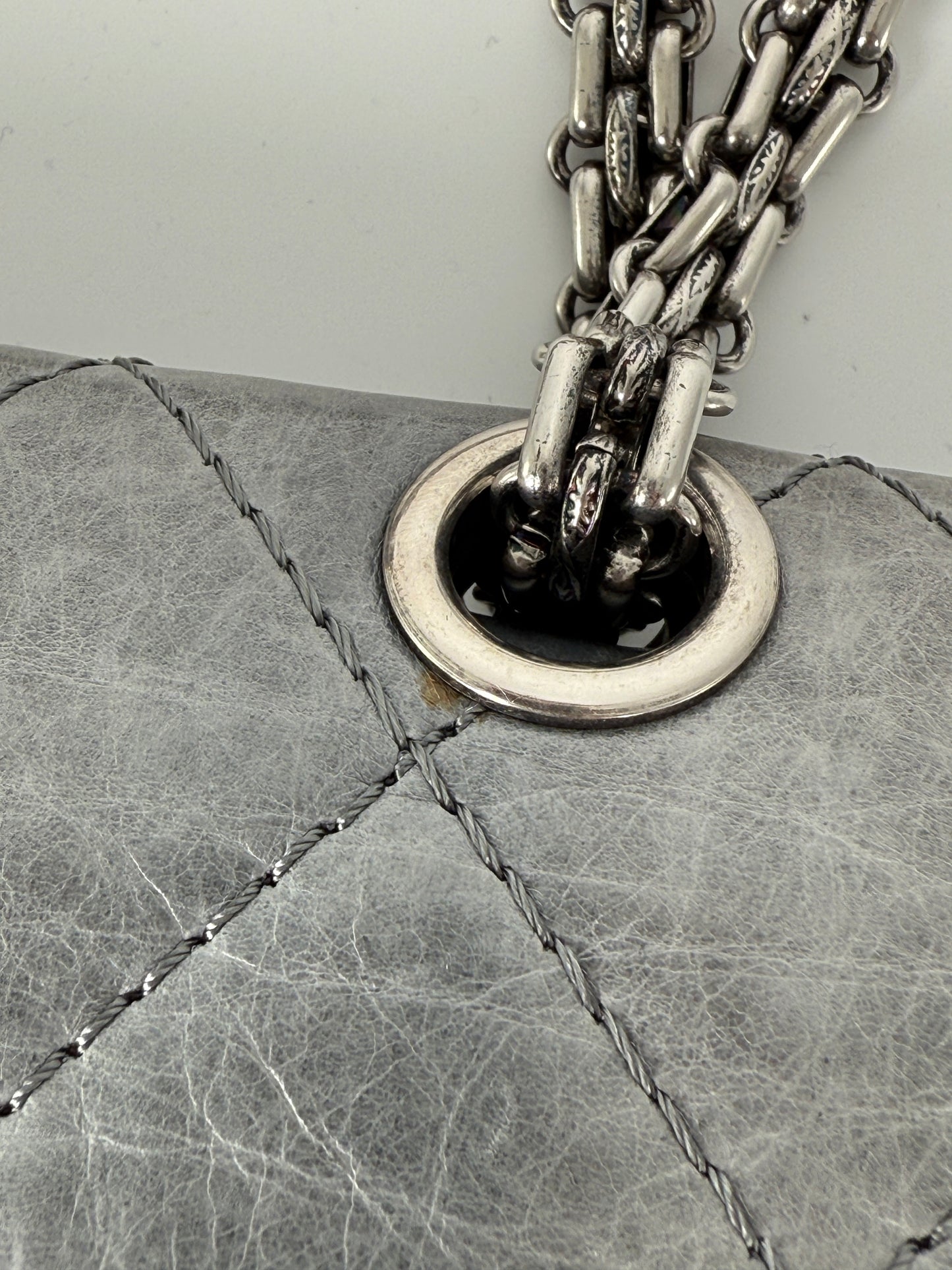 CHANEL Gray 227 2005 Reissue 2.55 Leather Shoulder Crossbody Bag