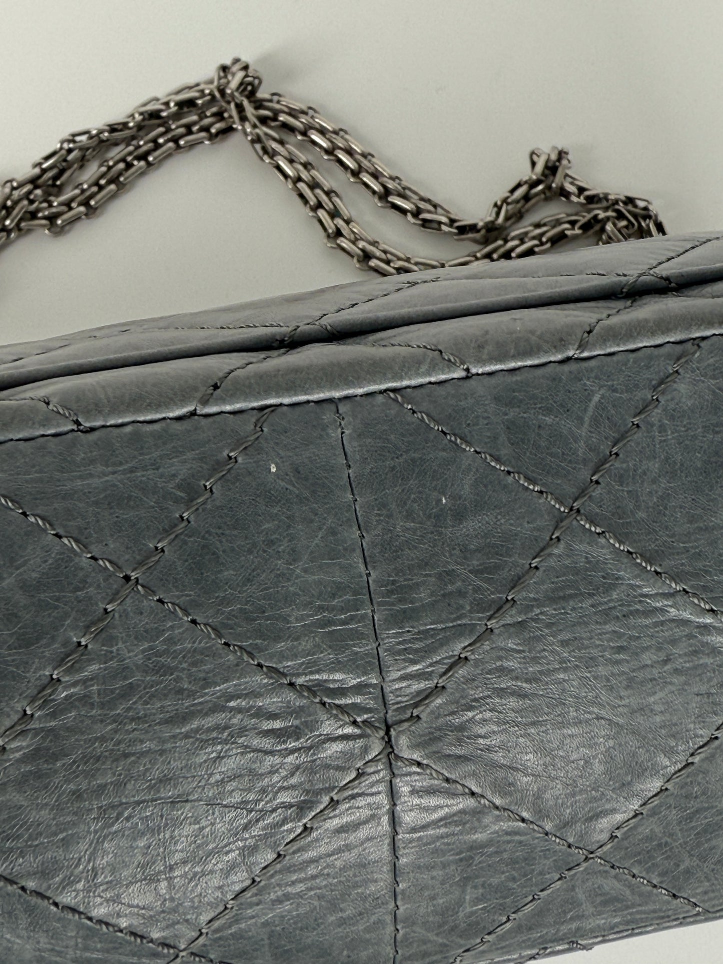 CHANEL Gray 227 2005 Reissue 2.55 Leather Shoulder Crossbody Bag