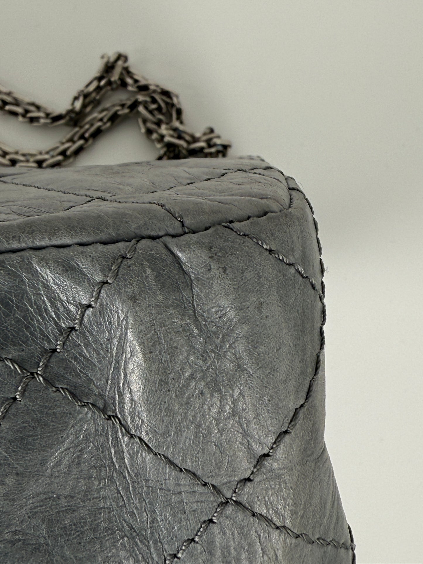 CHANEL Gray 227 2005 Reissue 2.55 Leather Shoulder Crossbody Bag