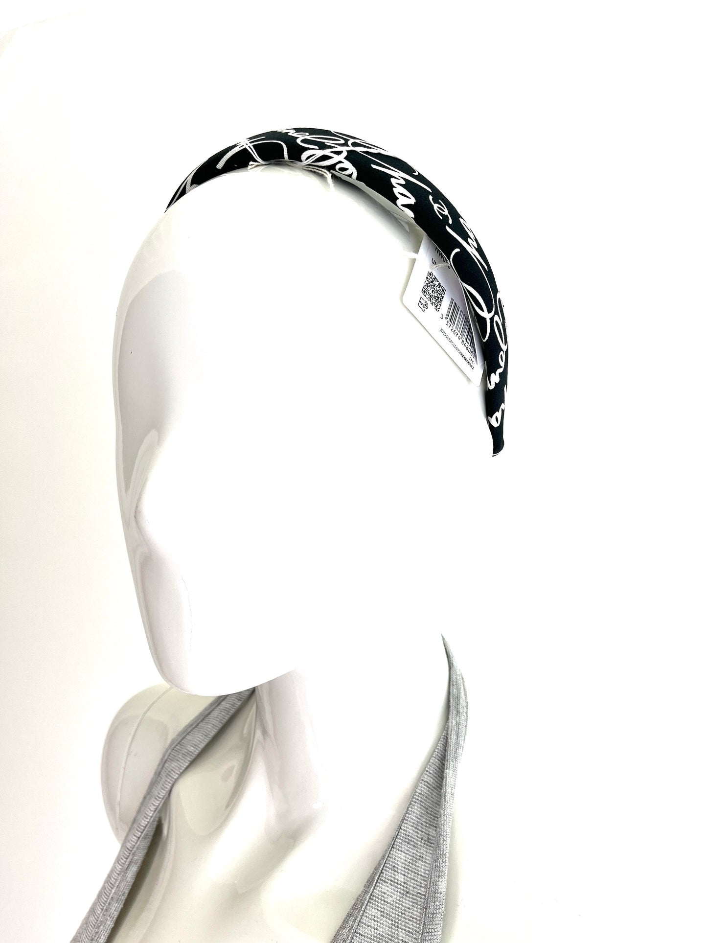 CHANEL 24P Black White Ecru Silk Twill Print Headband