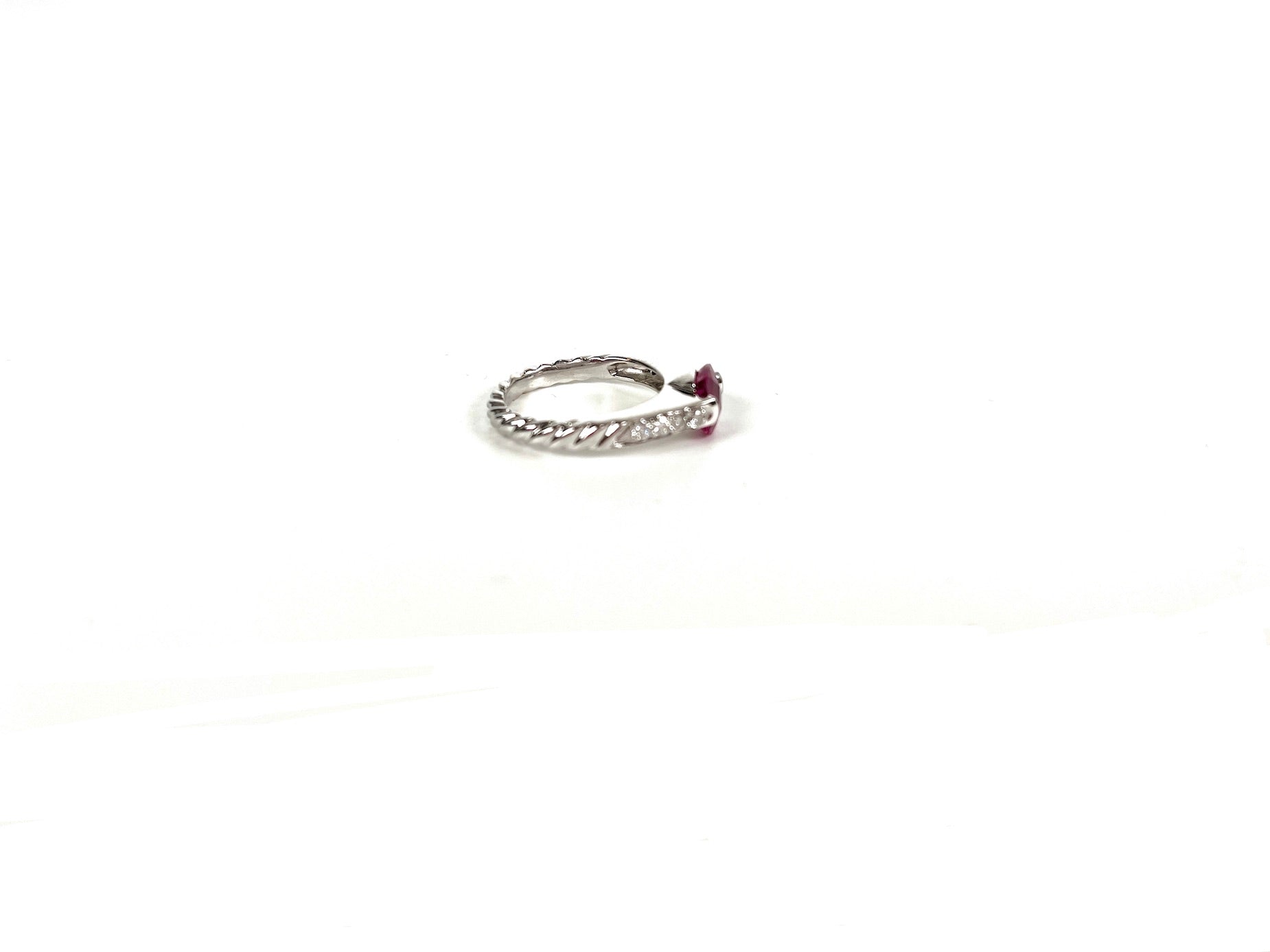 David Yurman 18k White Gold Pink Tourmaline Cable Ring 6.25