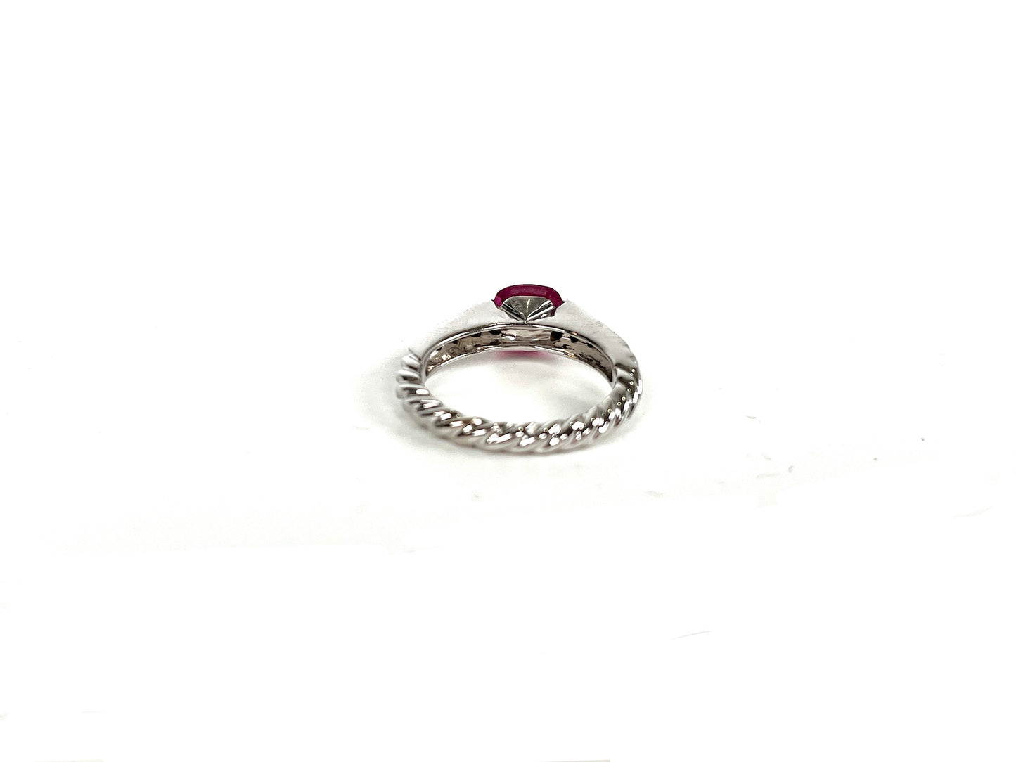 David Yurman 18k White Gold Pink Tourmaline Cable Ring 6.25