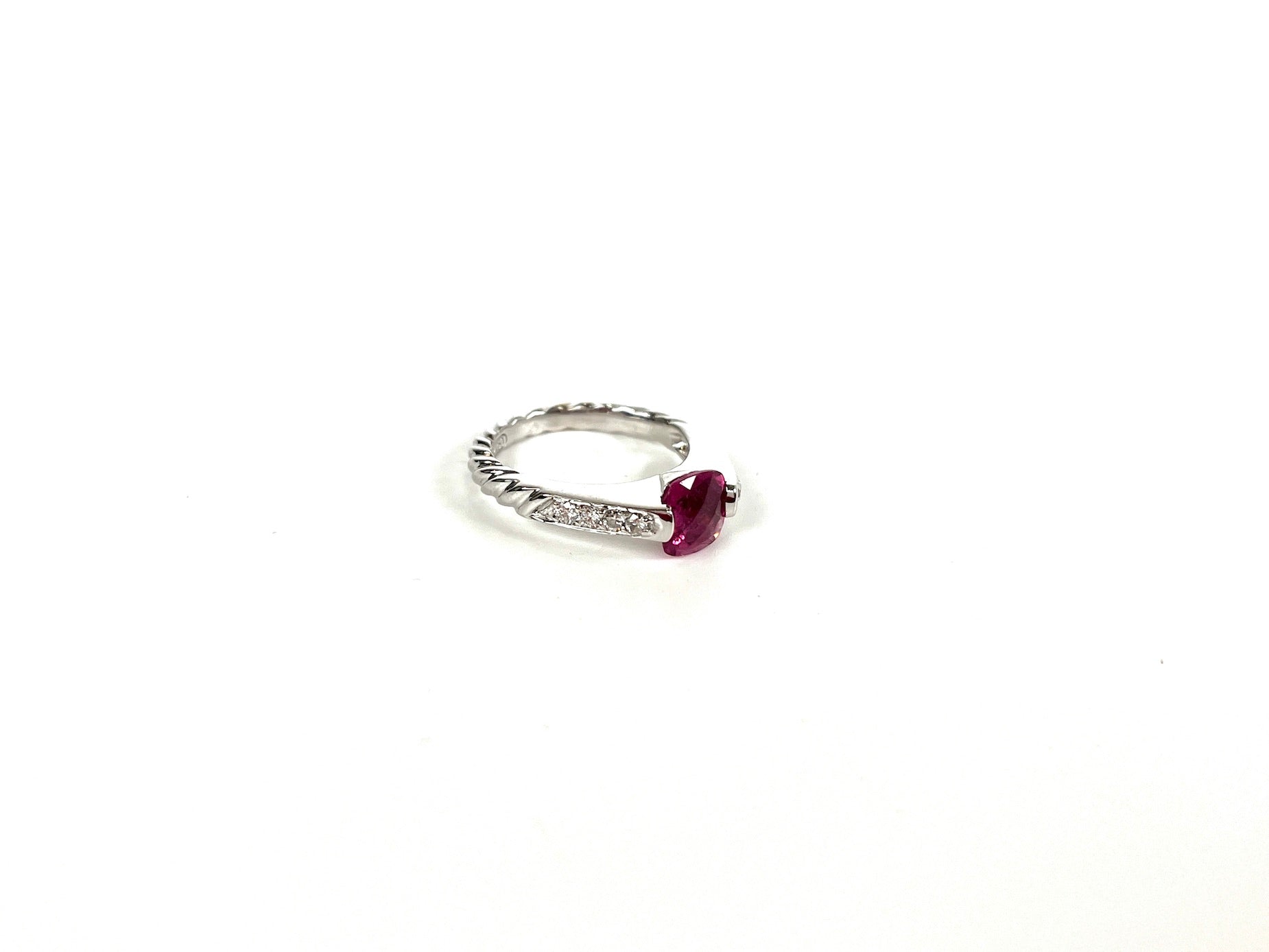 David Yurman 18k White Gold Pink Tourmaline Cable Ring 6.25