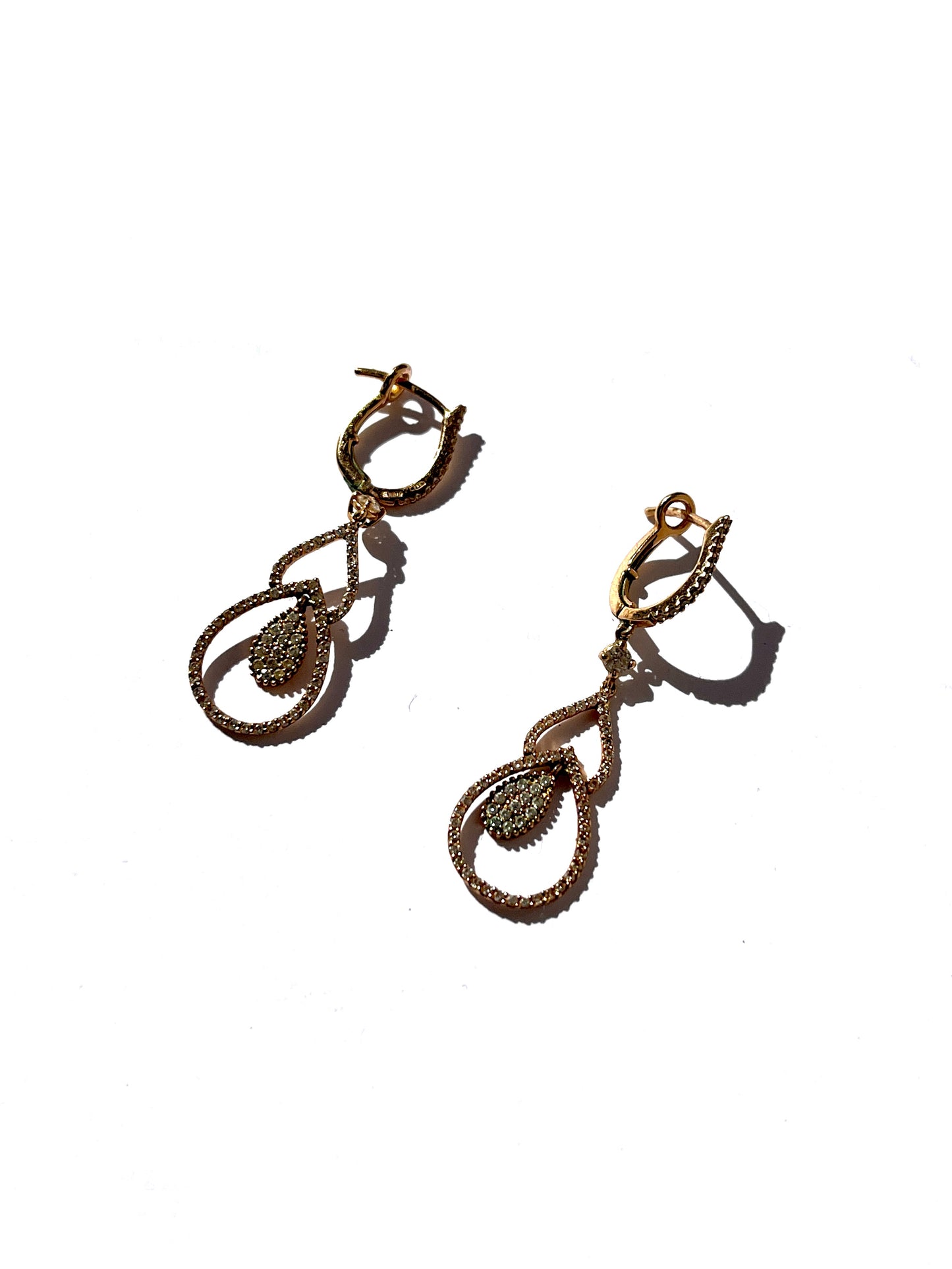 18k Rose Gold .95ct Diamond Drop Earrings Thrift store near me