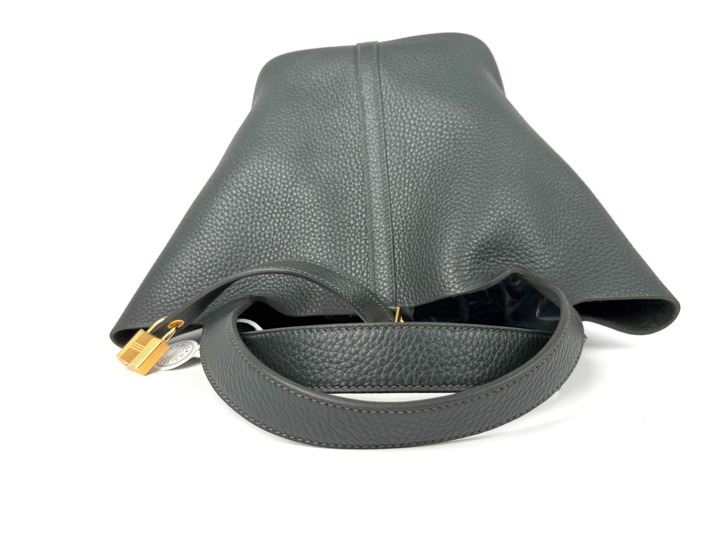 New HERMES Picotin Lock 22 MM Vert Mangrove Green Taurillon Clemence Satchel Top Handle Bag