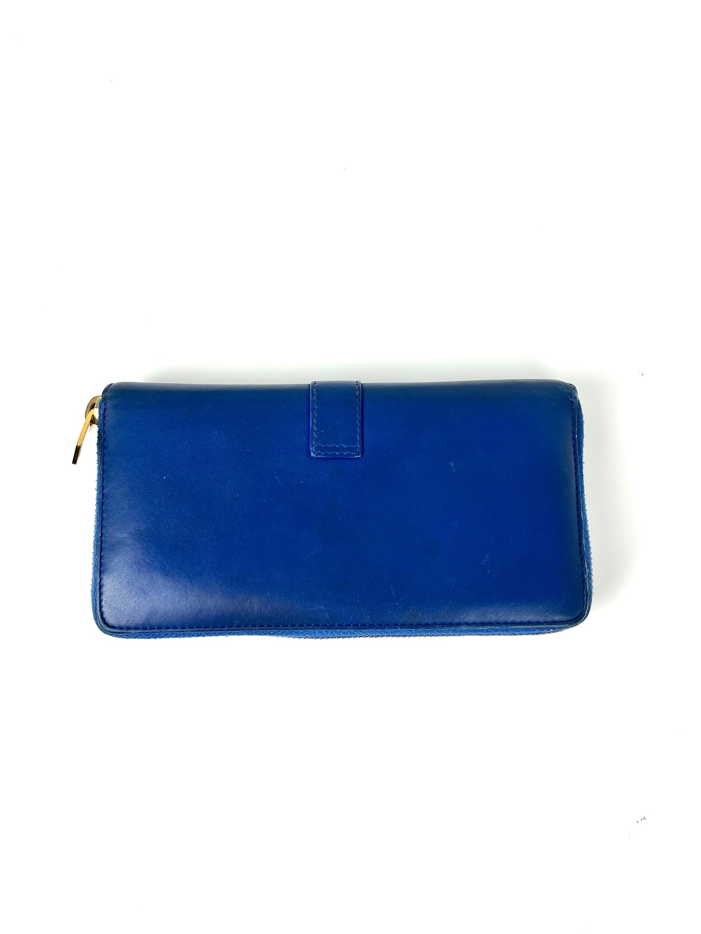 Saint Laurent YSL Blue Leather Long Continental Zip Wallet