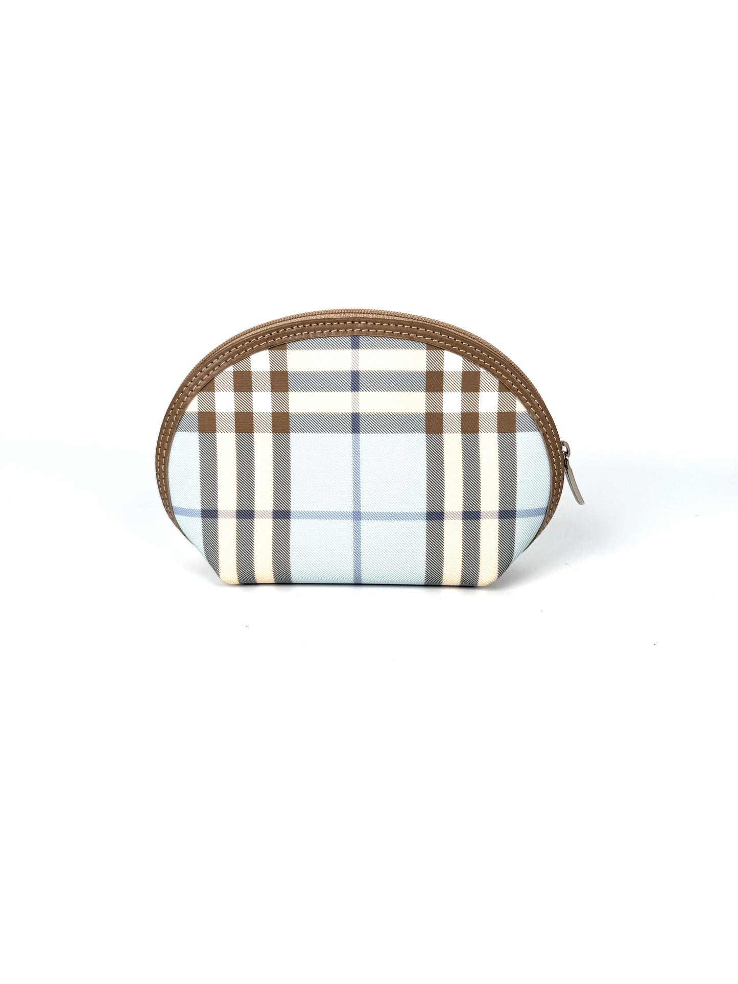 Burberry Love Check Blue White Beige Cosmetic Travel Zip Pouch Bag