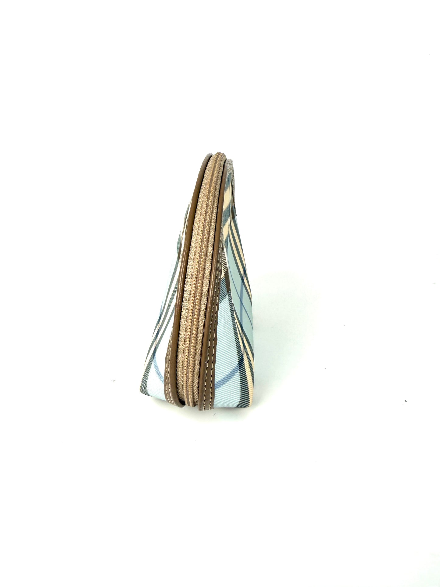 Burberry Love Check Blue White Beige Cosmetic Travel Zip Pouch Bag