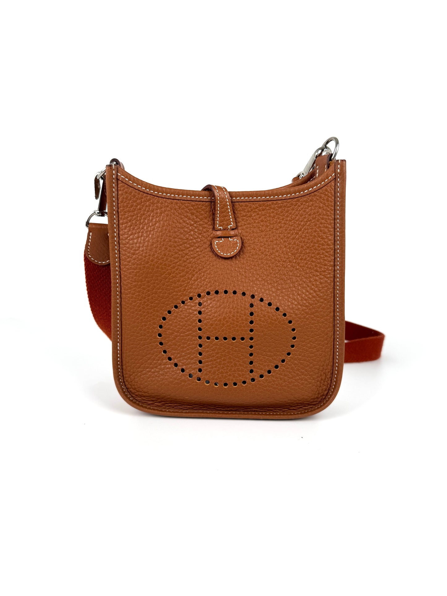 HERMES Mini Evelyne TPM 16 Gold Leather Crossbody Bag