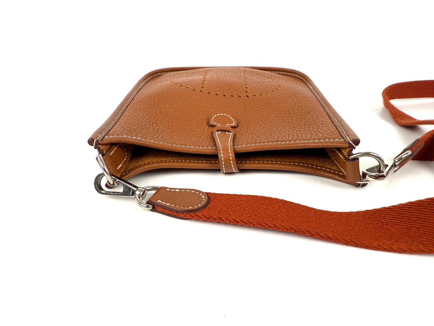 HERMES Mini Evelyne TPM 16 Gold Leather Crossbody Bag