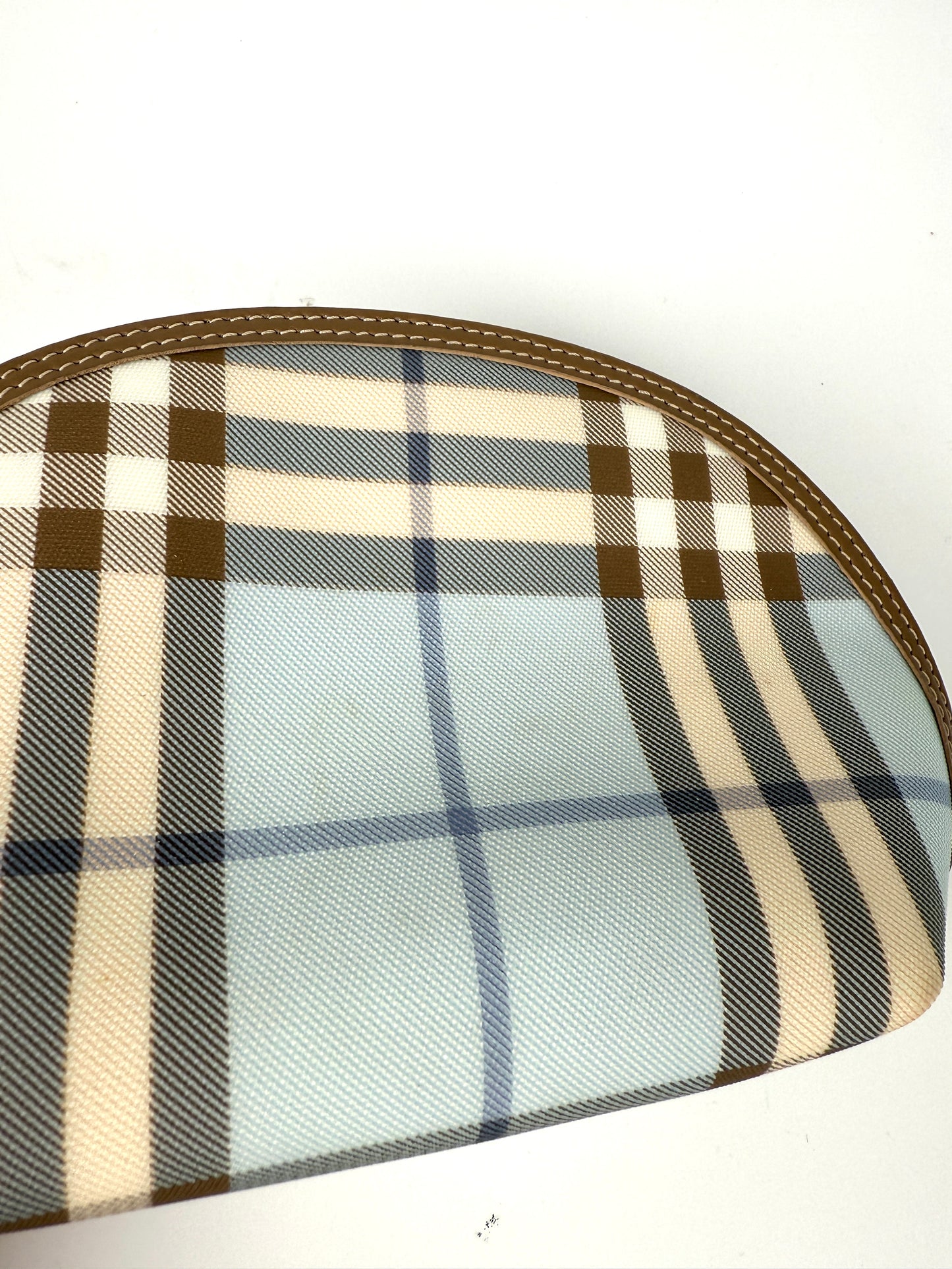 Burberry Love Check Blue White Beige Cosmetic Travel Zip Pouch Bag