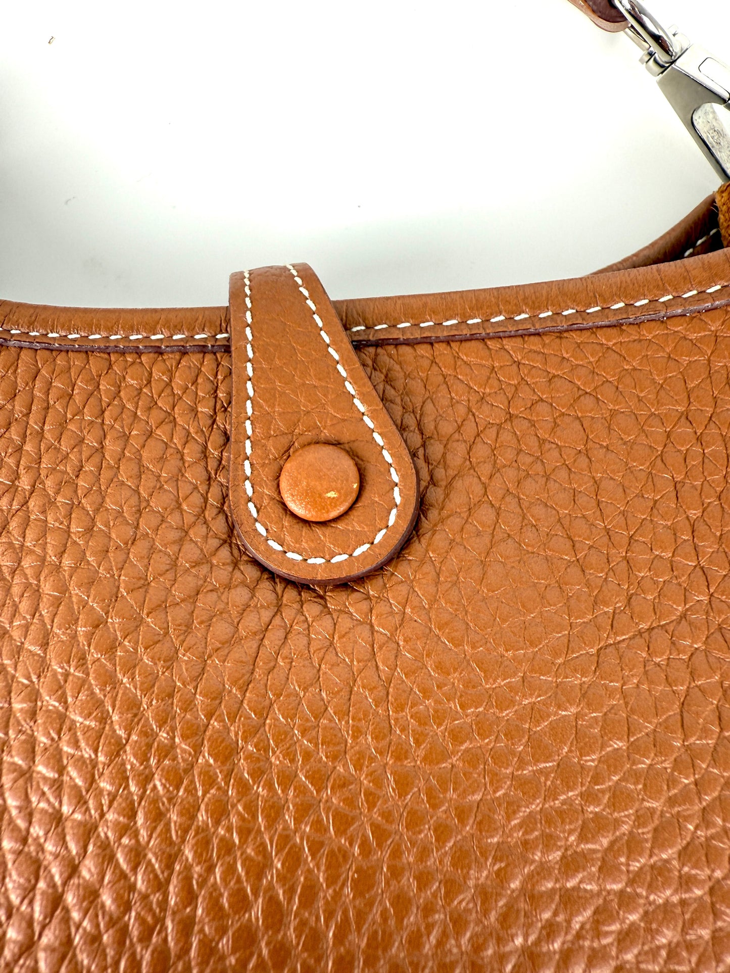 HERMES Mini Evelyne TPM 16 Gold Leather Crossbody Bag