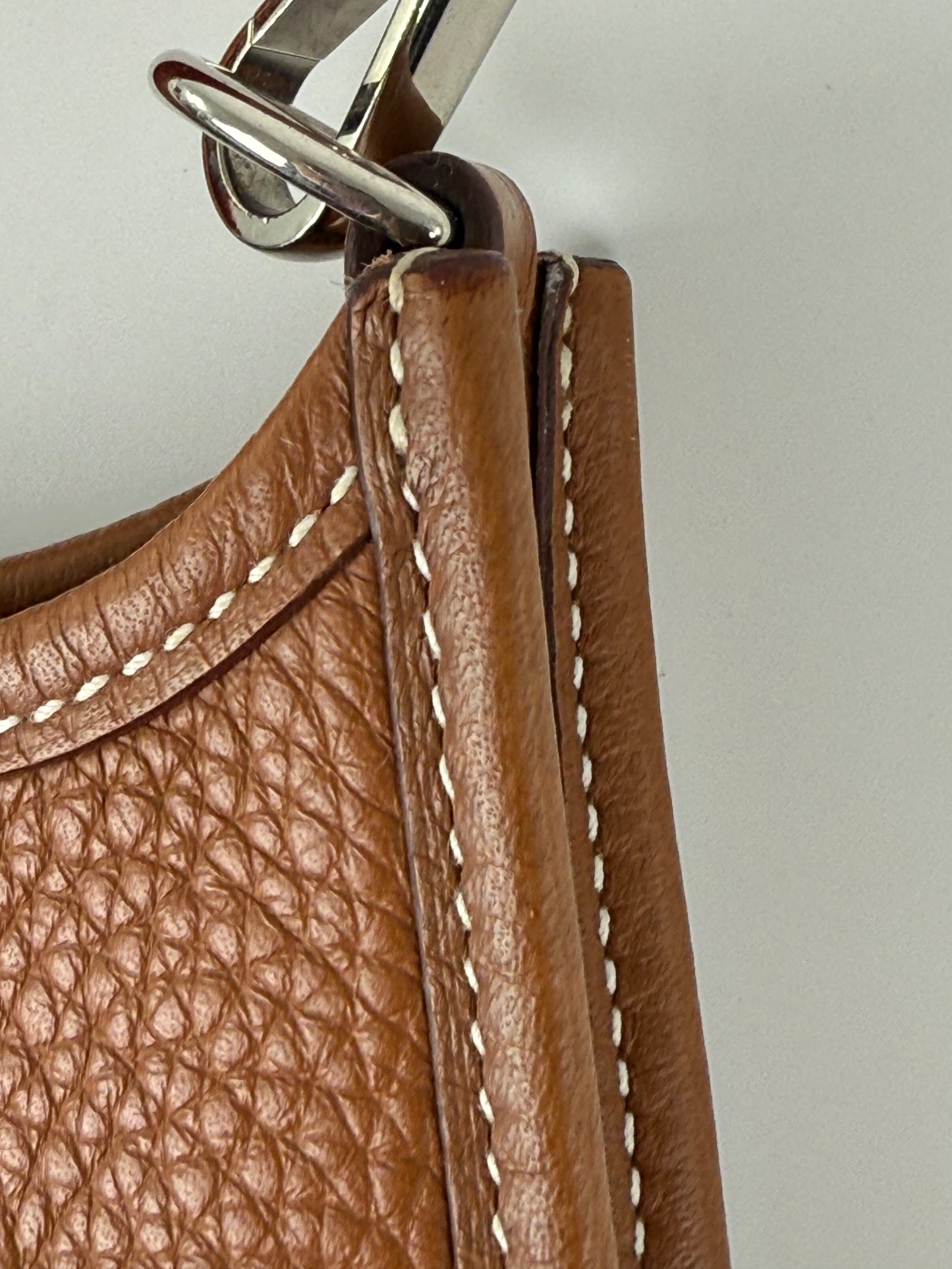 HERMES Mini Evelyne TPM 16 Gold Leather Crossbody Bag